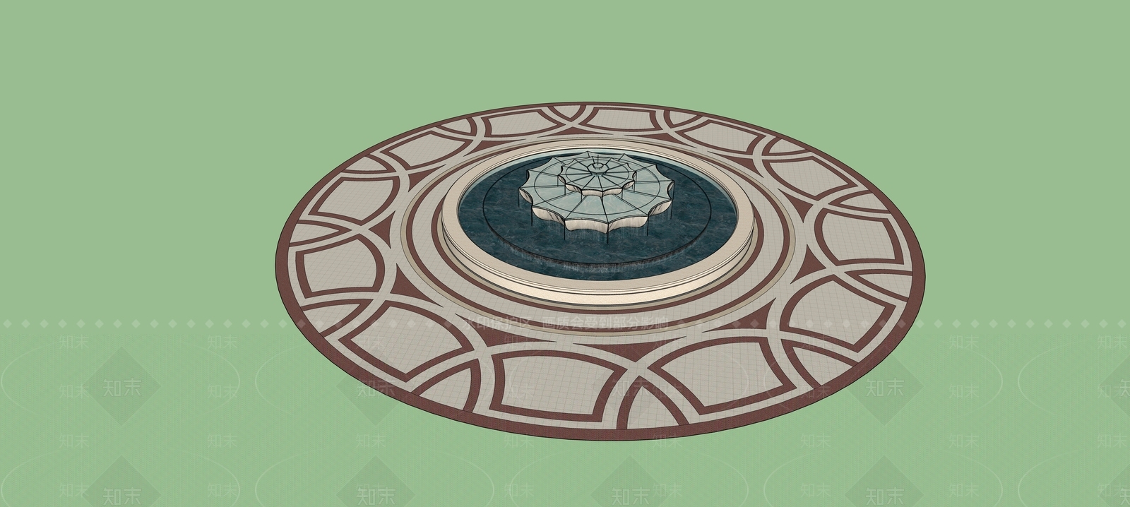欧式圆形喷泉SU模型下载【ID:1162700974】