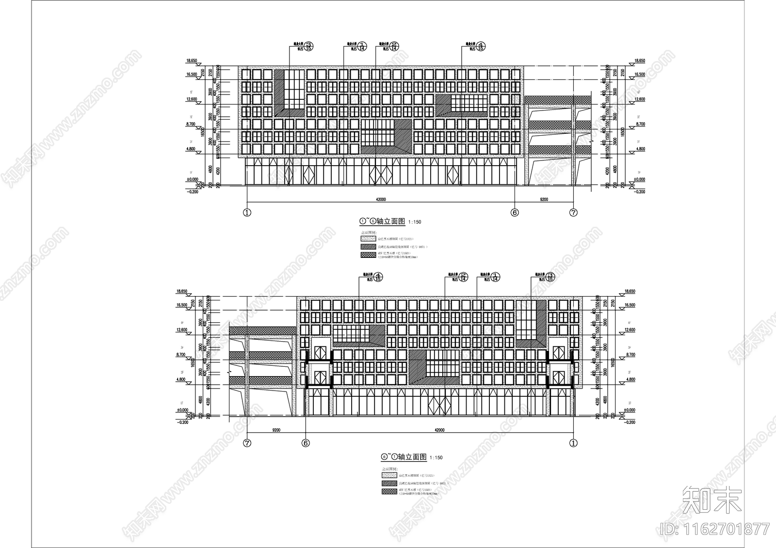 现代办公楼建筑cad施工图下载【ID:1162701877】