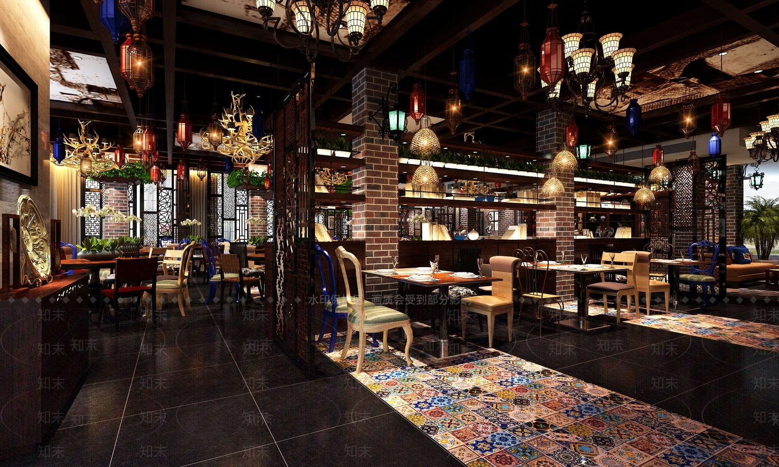 新中式工业茶餐厅3D模型下载【ID:1162706185】