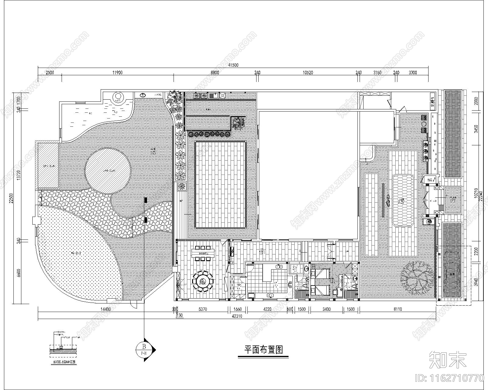 现代庭院cad施工图下载【ID:1162710770】
