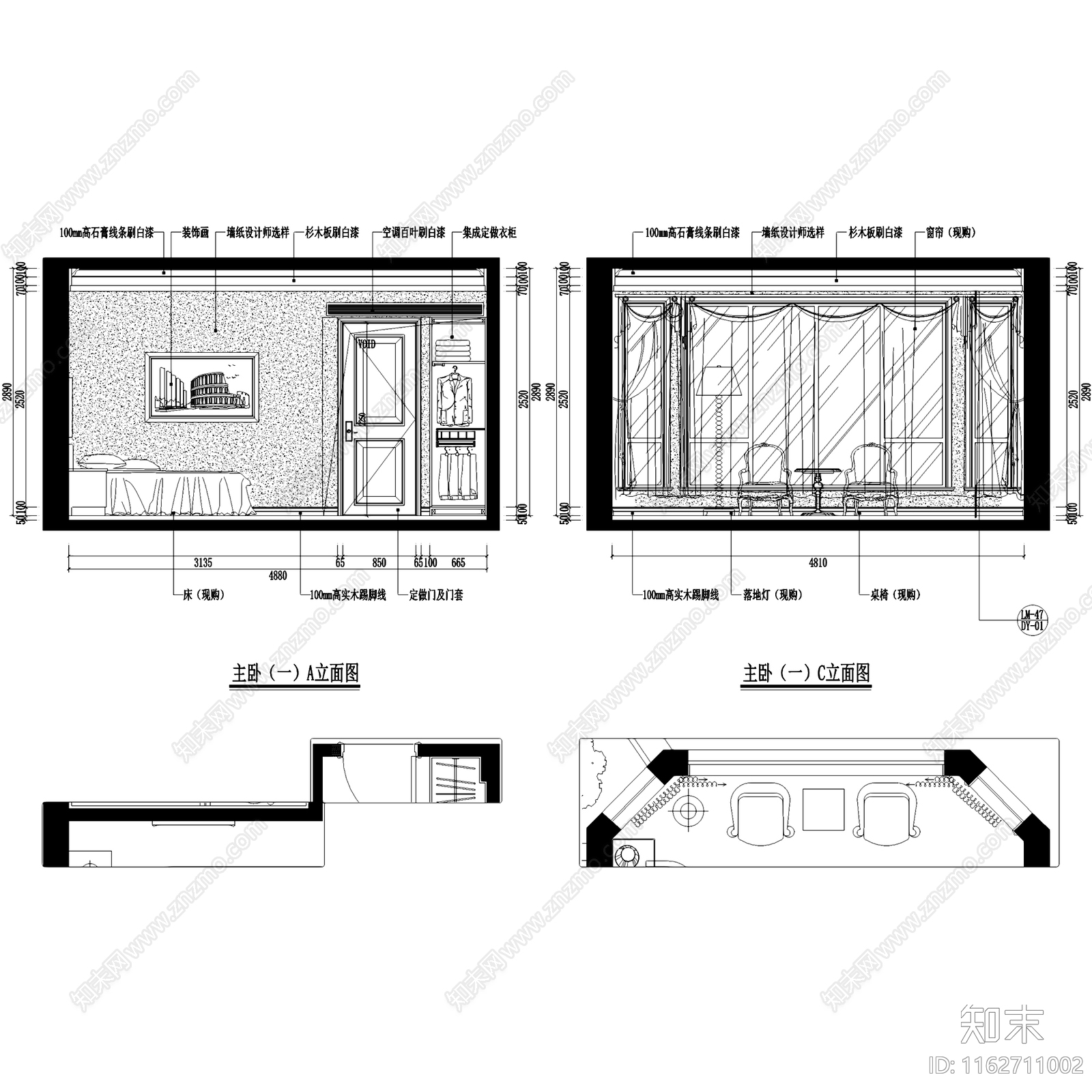 欧式简欧万科古松四层别墅室内家装cad施工图下载【ID:1162711002】