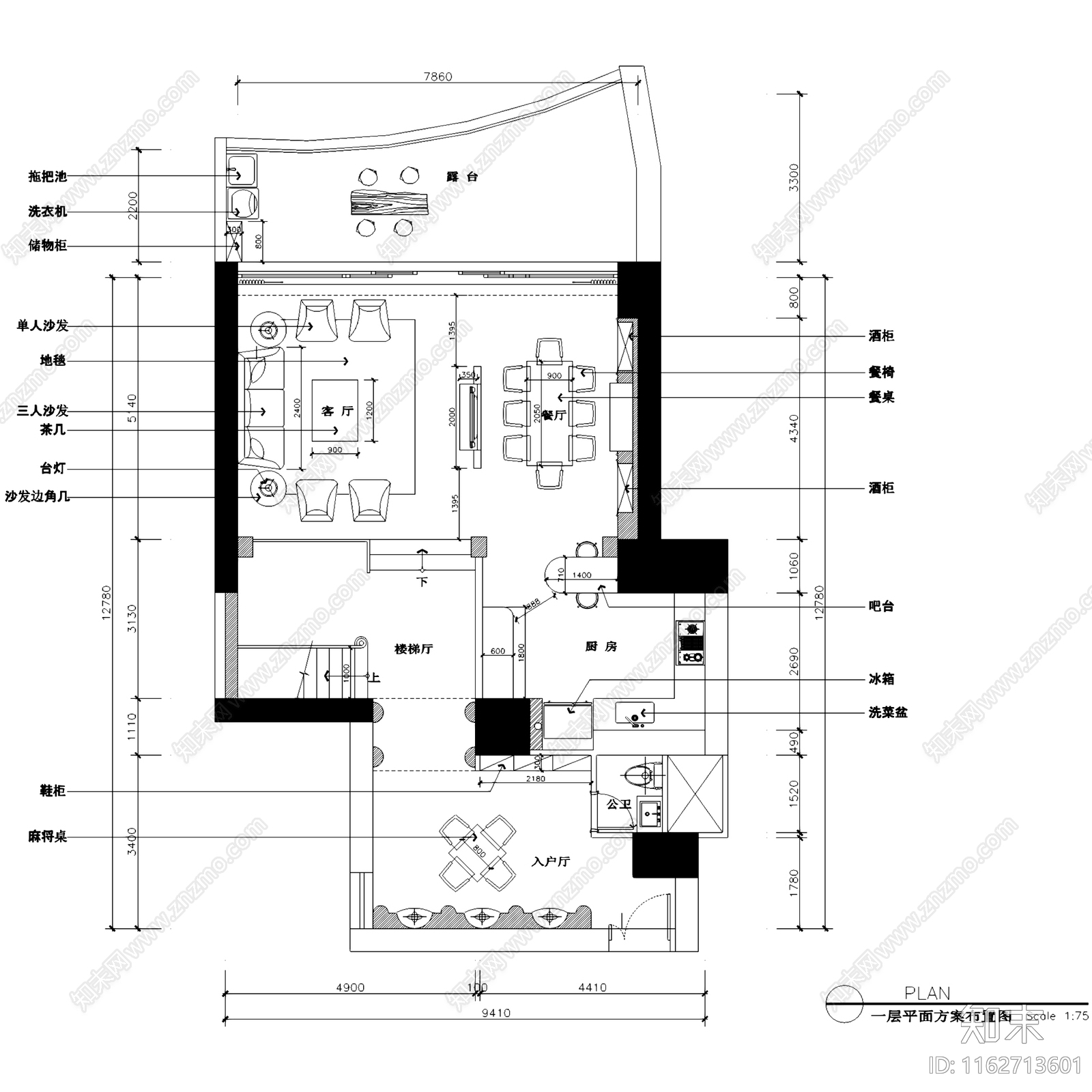 欧式金域蓝湾三层别墅私宅室内家装cad施工图下载【ID:1162713601】