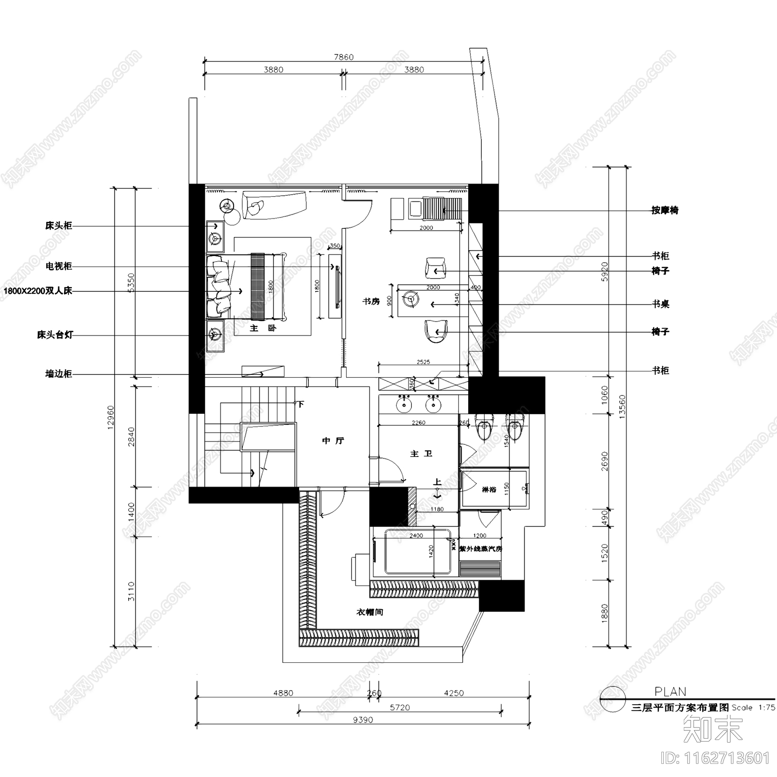 欧式金域蓝湾三层别墅私宅室内家装cad施工图下载【ID:1162713601】