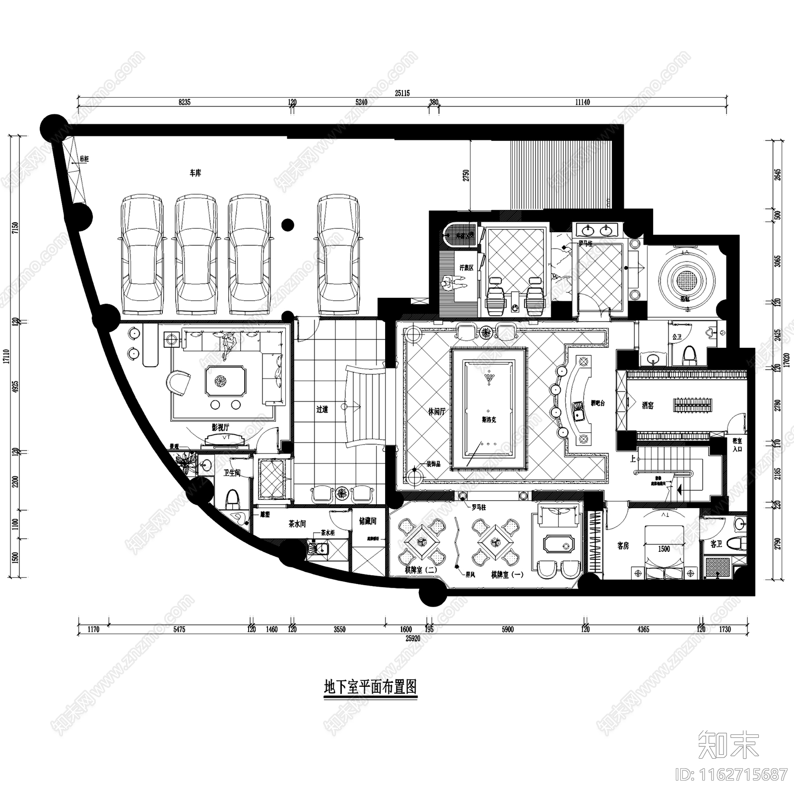 欧式大洋鹭洲C1三层别墅室内家装cad施工图下载【ID:1162715687】