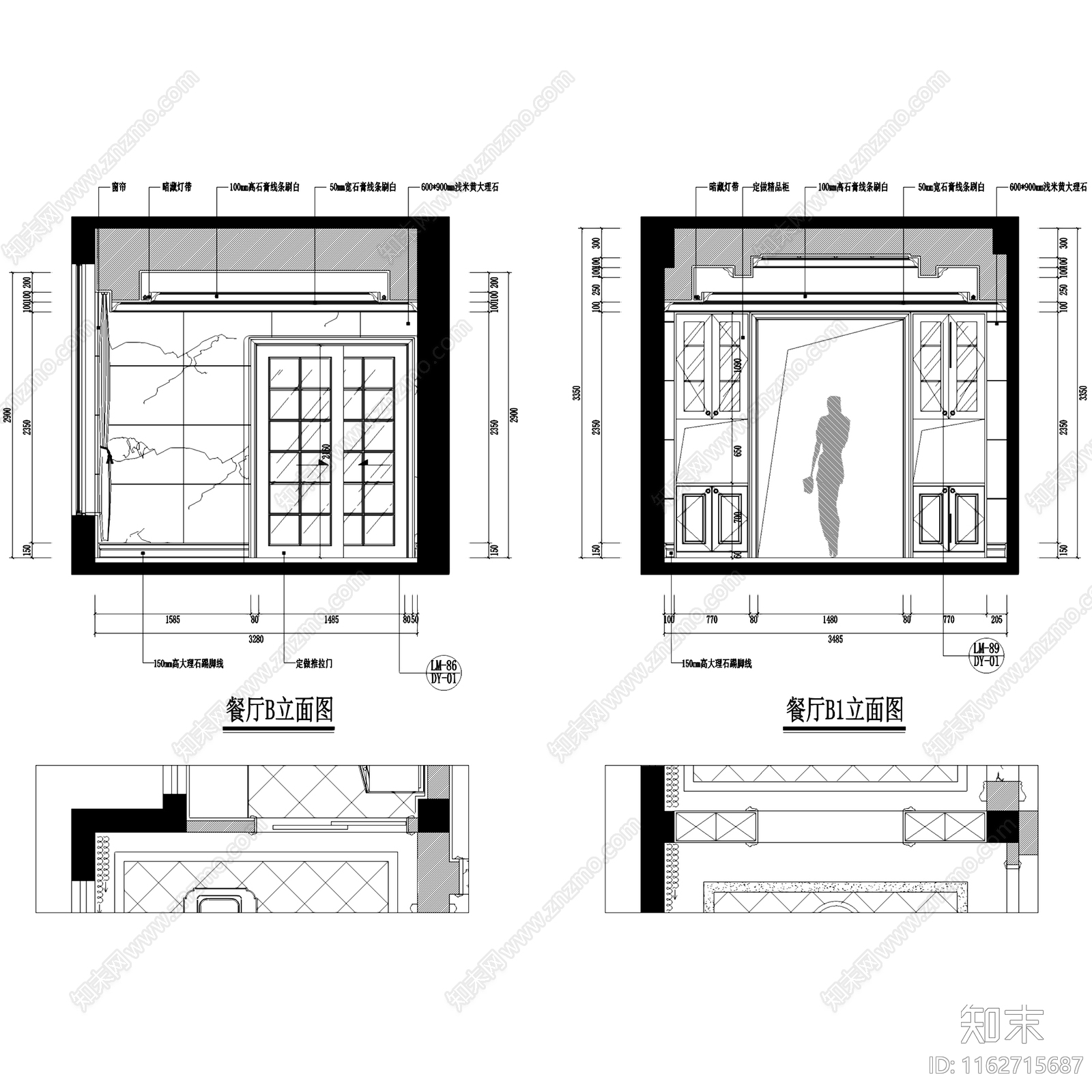 欧式大洋鹭洲C1三层别墅室内家装cad施工图下载【ID:1162715687】