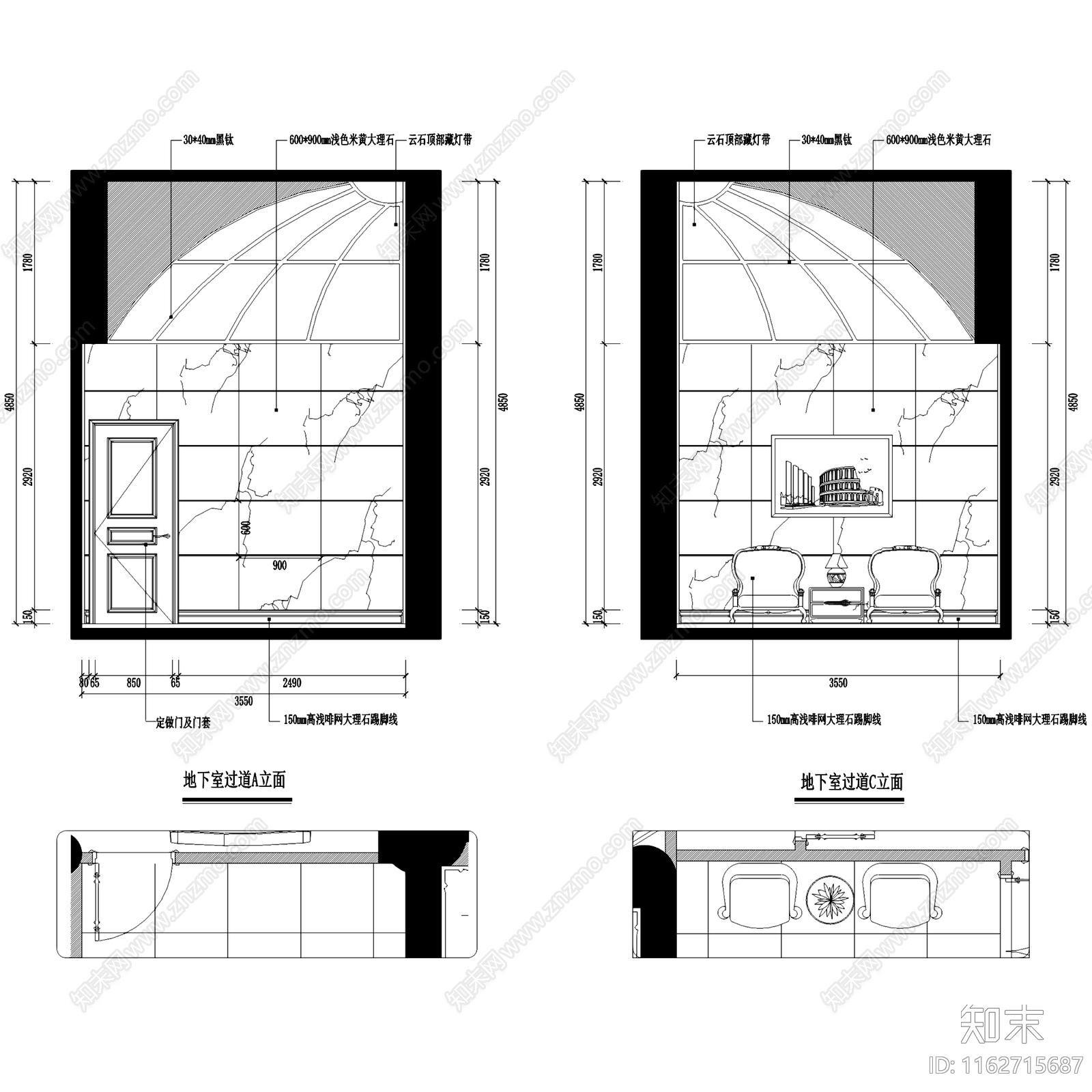 欧式大洋鹭洲C1三层别墅室内家装cad施工图下载【ID:1162715687】