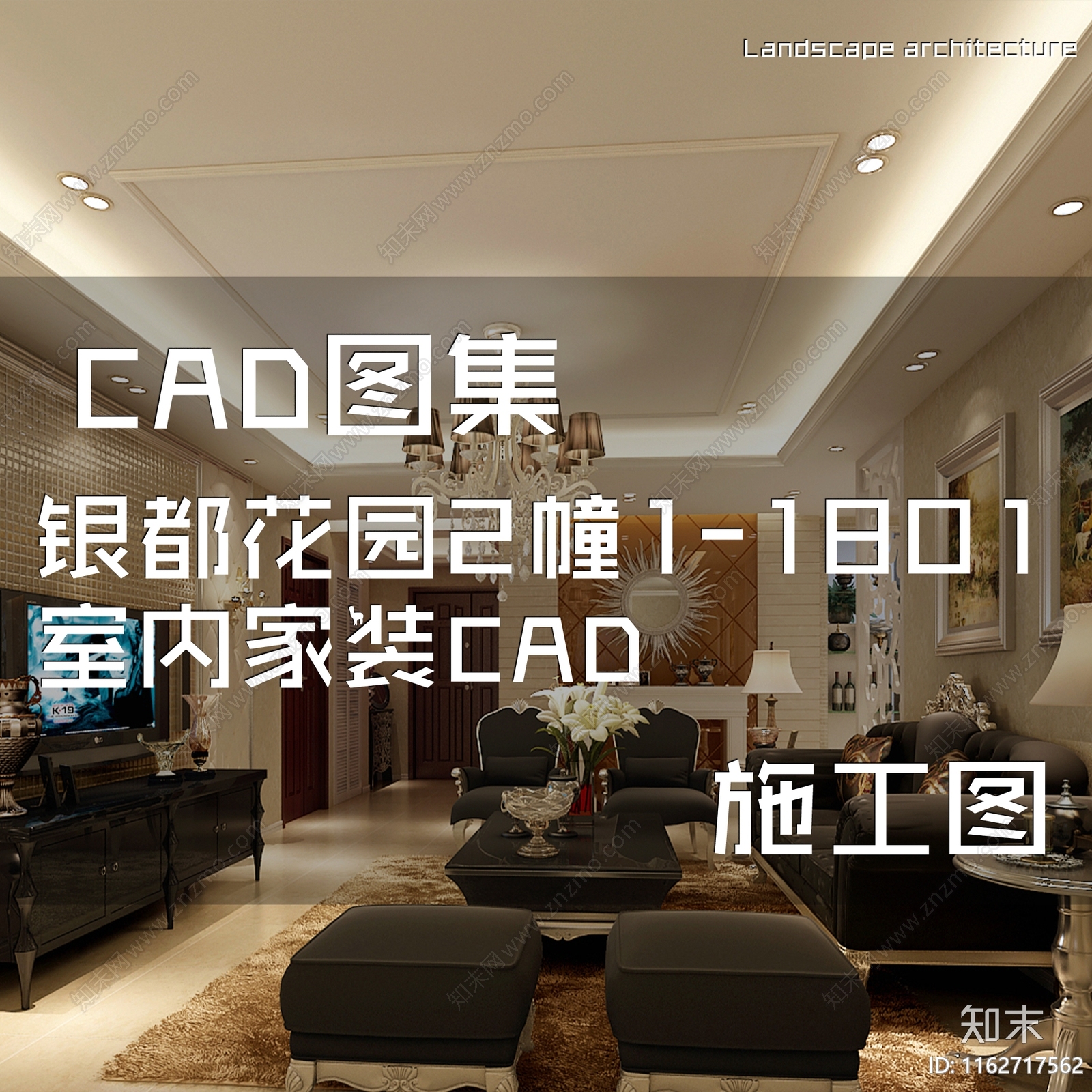 欧式银都花园1801平层室内家装cad施工图下载【ID:1162717562】