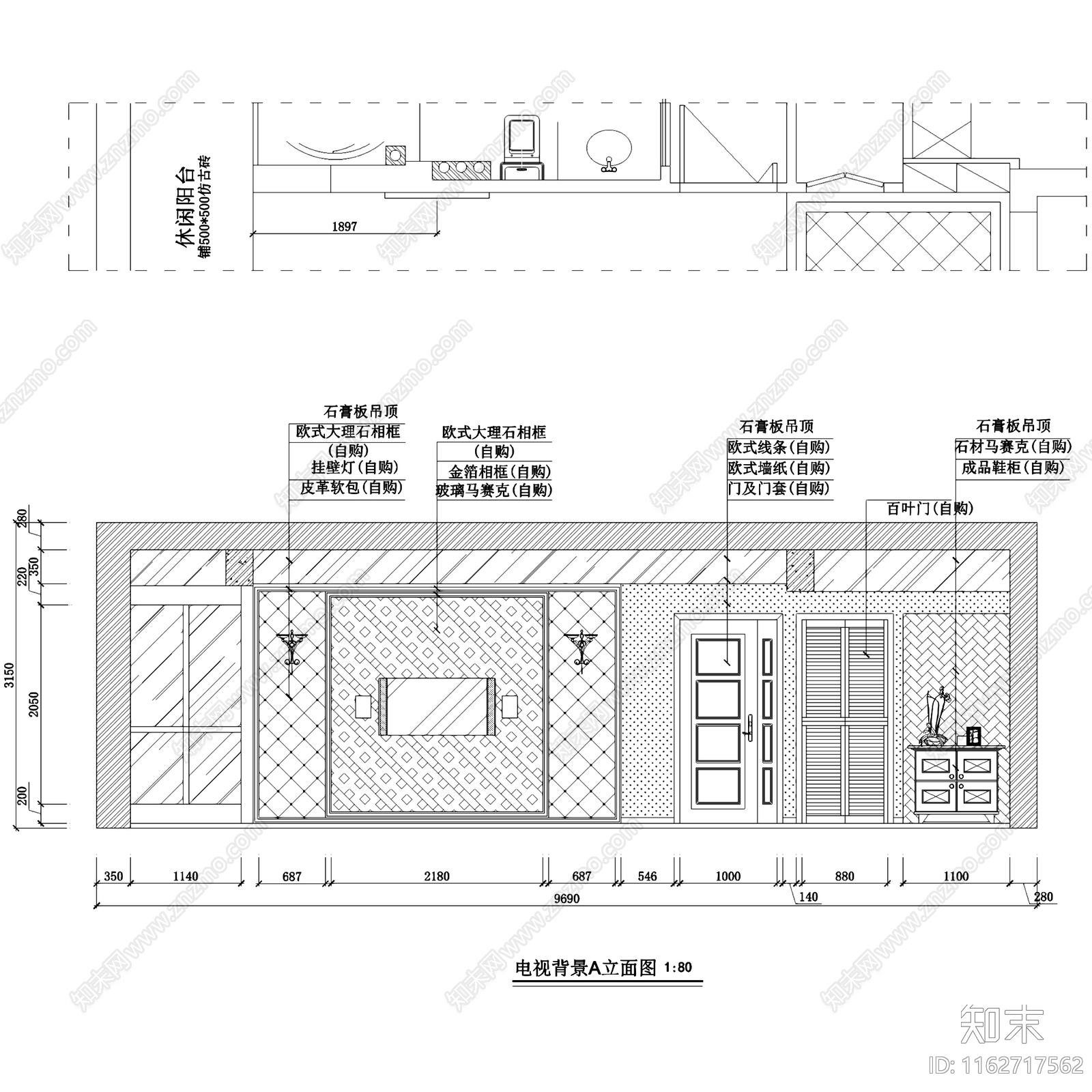 欧式银都花园1801平层室内家装cad施工图下载【ID:1162717562】