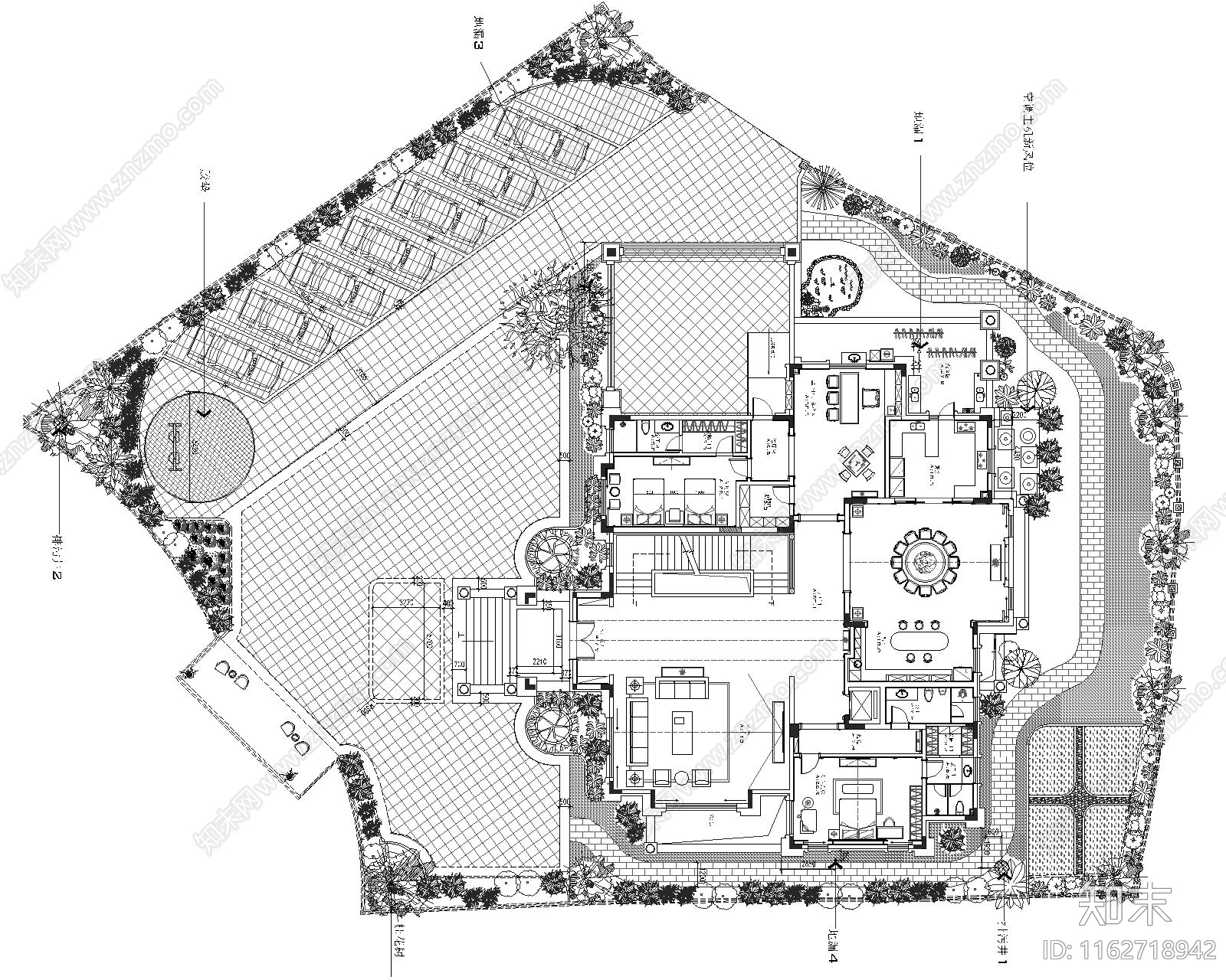 现代庭院cad施工图下载【ID:1162718942】