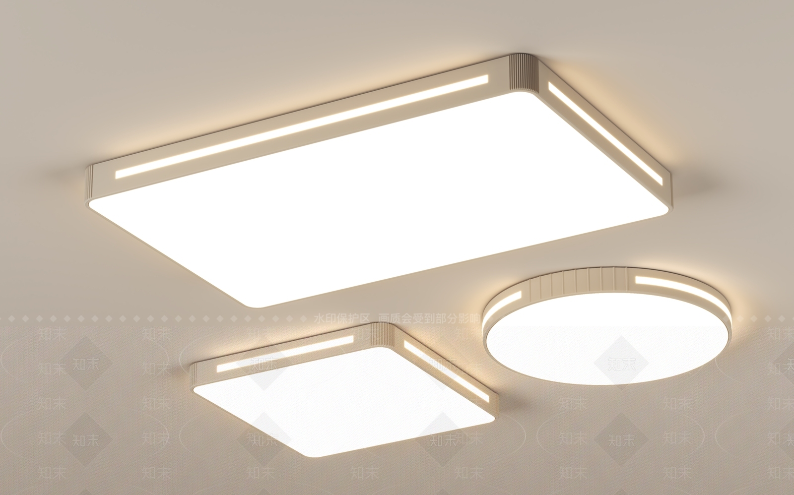 美式现代吸顶灯3D模型下载【ID:1162720119】