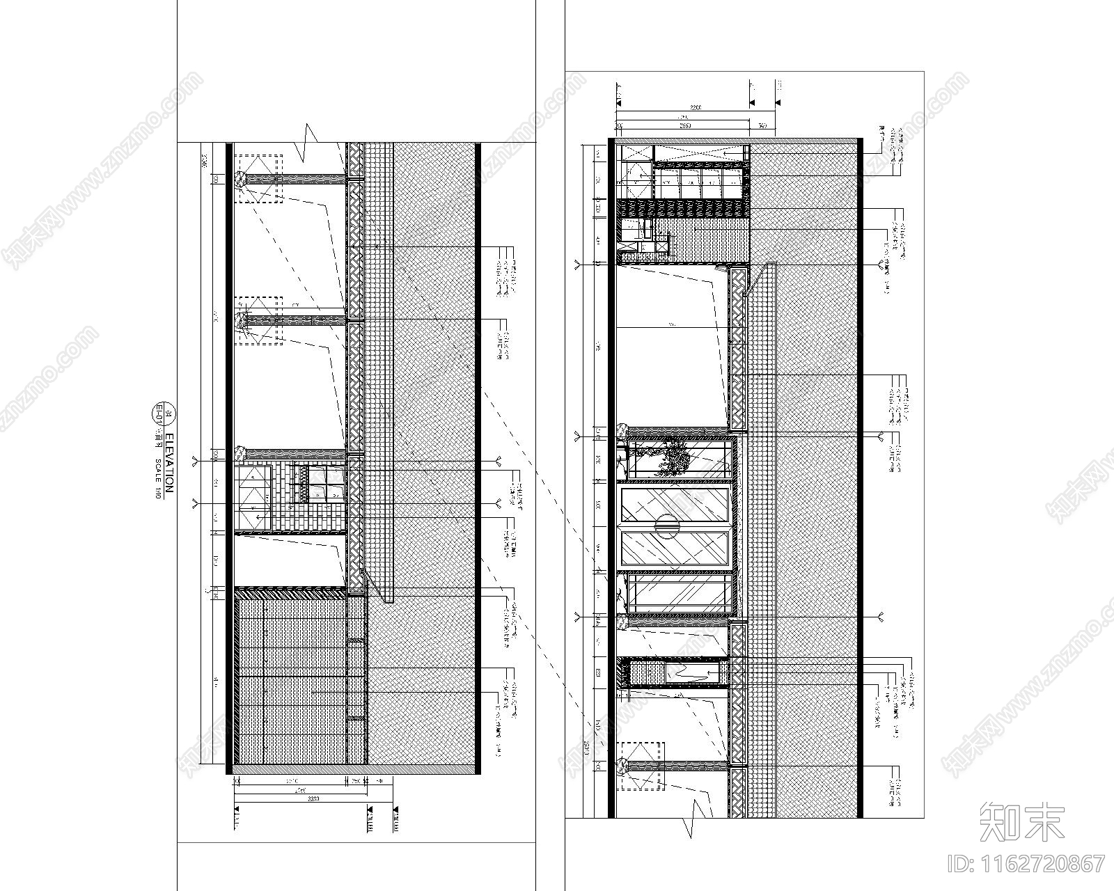 新中式中餐厅cad施工图下载【ID:1162720867】