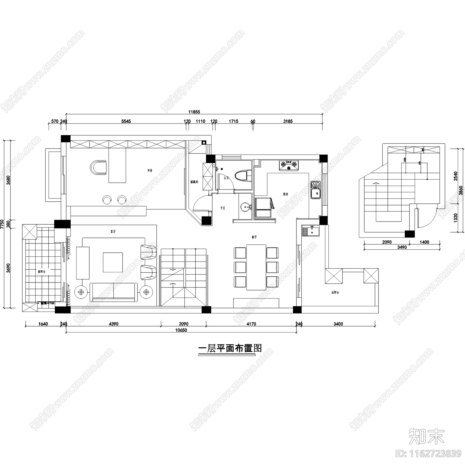 现代公园道一号三层别墅室内家装cad施工图下载【ID:1162723839】