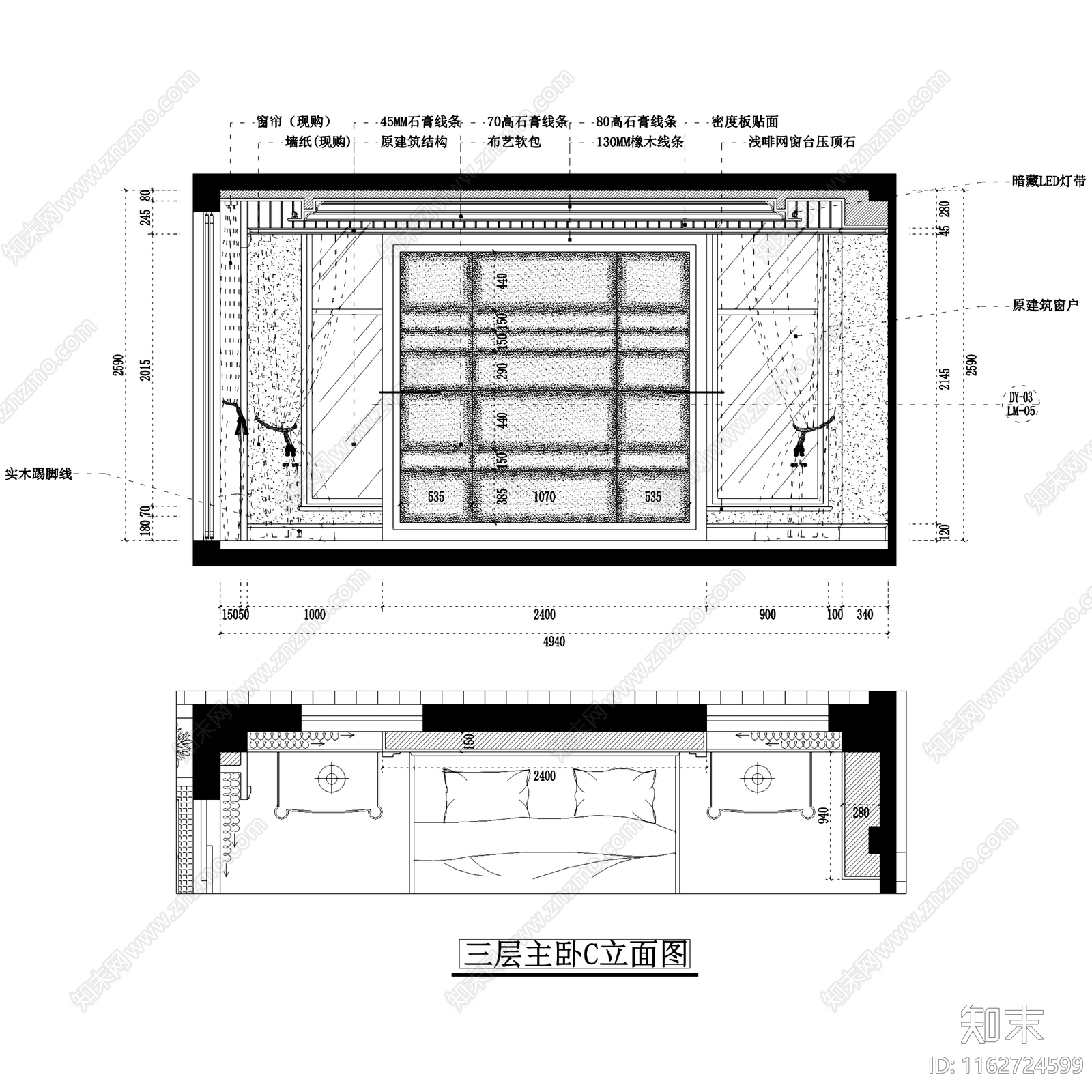 欧式星海湾花园26A四层别墅样板房室内家装cad施工图下载【ID:1162724599】