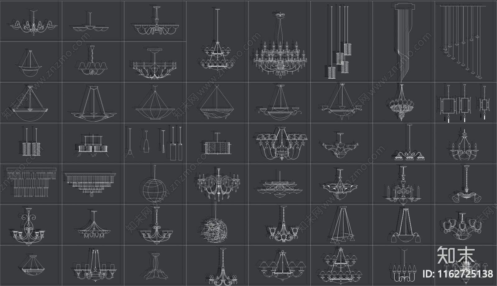 中式欧式灯具图库施工图下载【ID:1162725138】