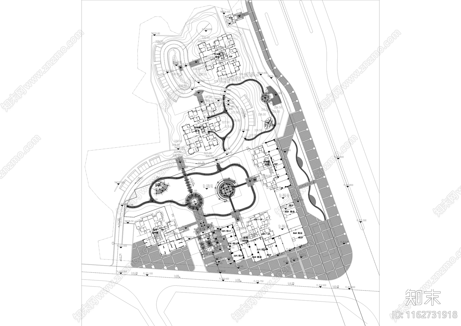 现代新中式小区景观施工图下载【ID:1162731918】