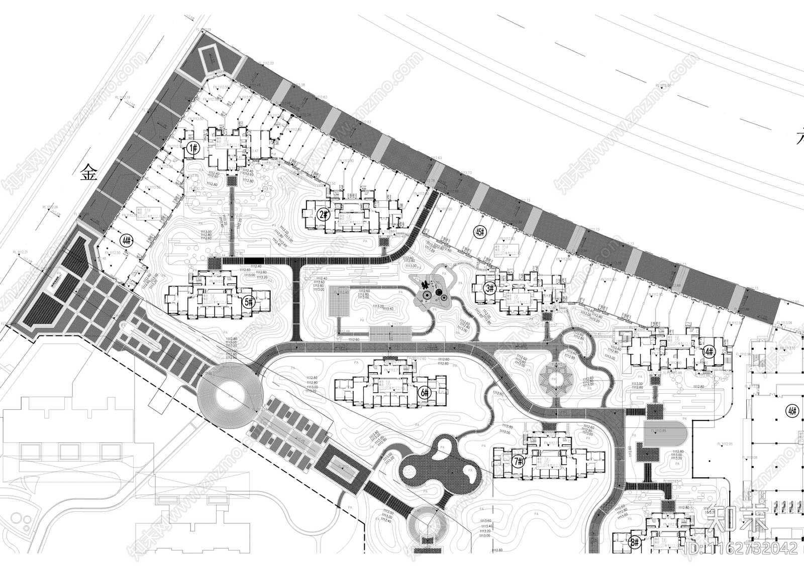 现代新中式小区景观施工图下载【ID:1162732042】