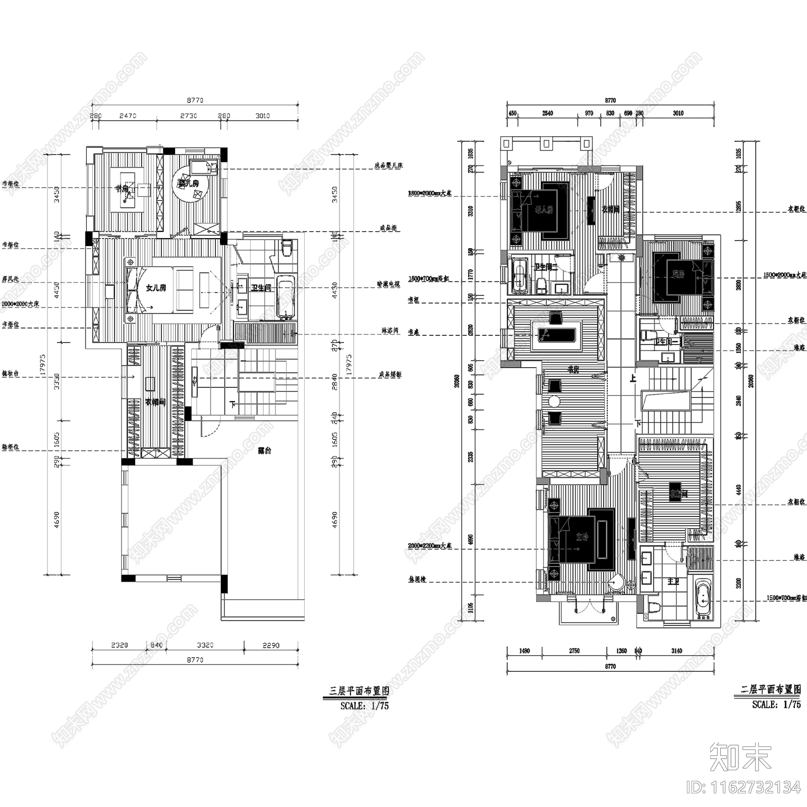 欧式简欧曦城P301户型私宅三层别墅室内家装cad施工图下载【ID:1162732134】