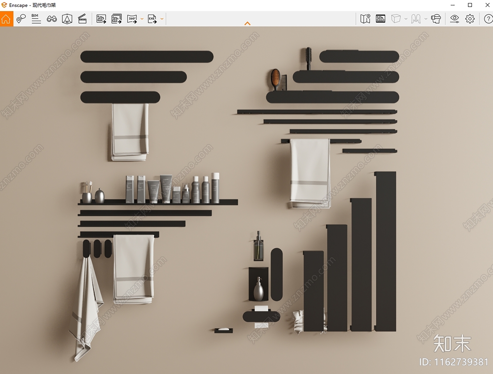 毛巾架SU模型下载【ID:1162739381】