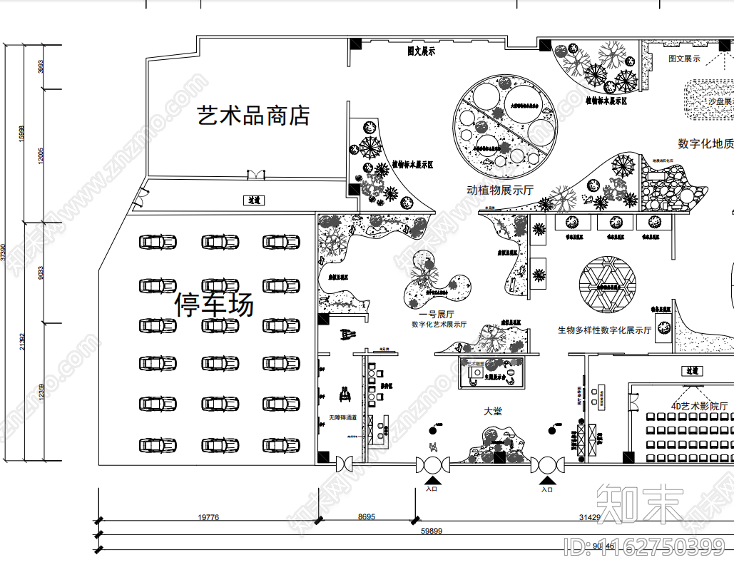 现代博物馆cad施工图下载【ID:1162750399】