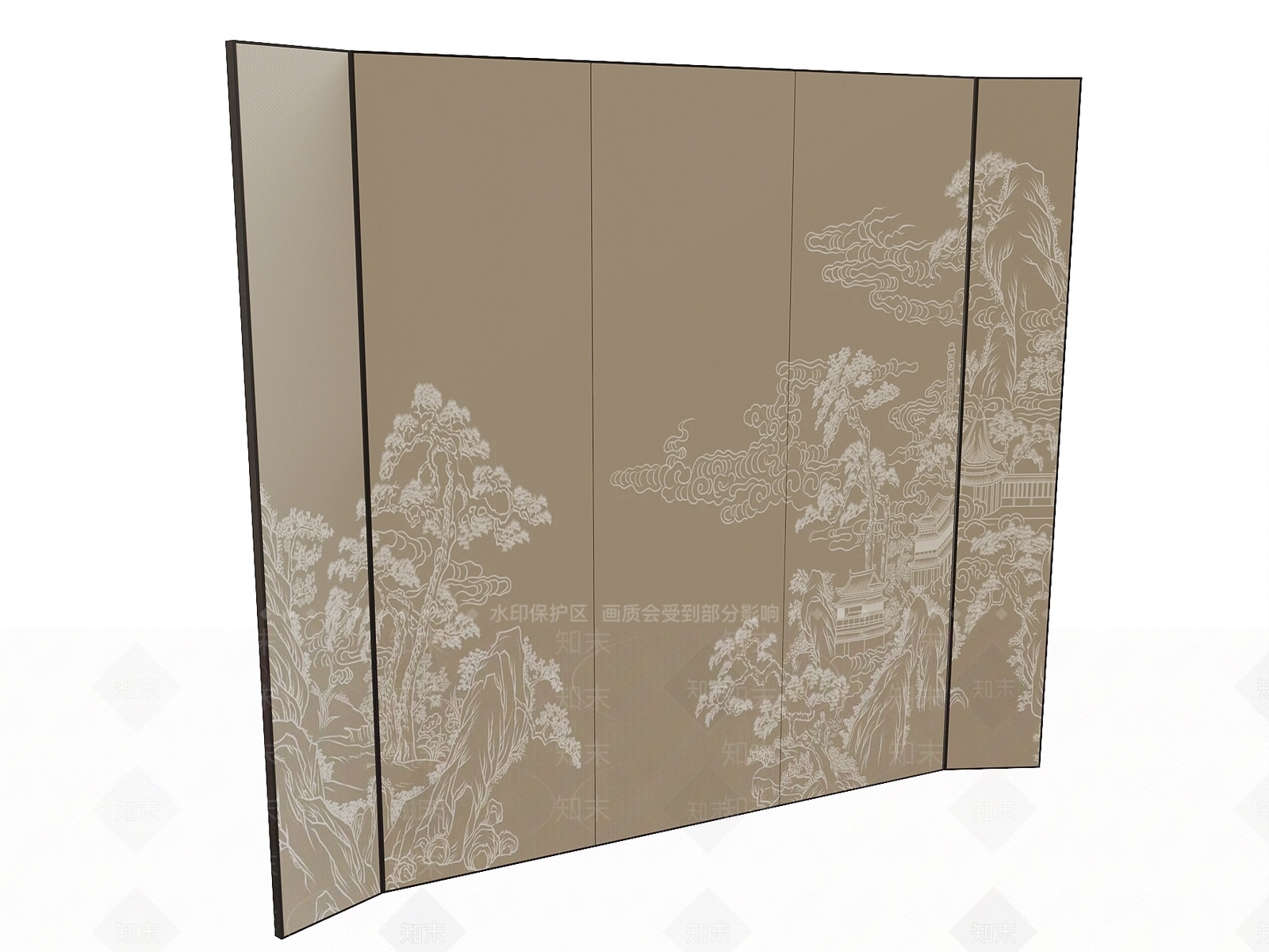 新中式中式屏风3D模型下载【ID:1162751615】