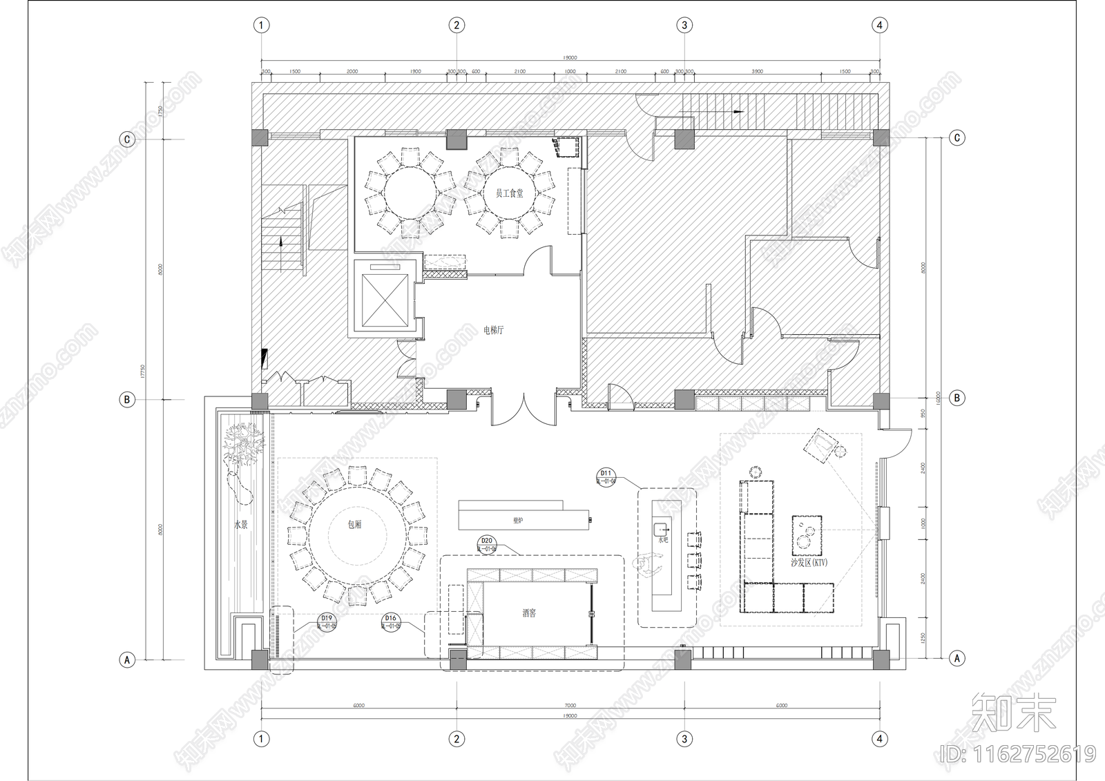 现代轻奢整体办公空间cad施工图下载【ID:1162752619】