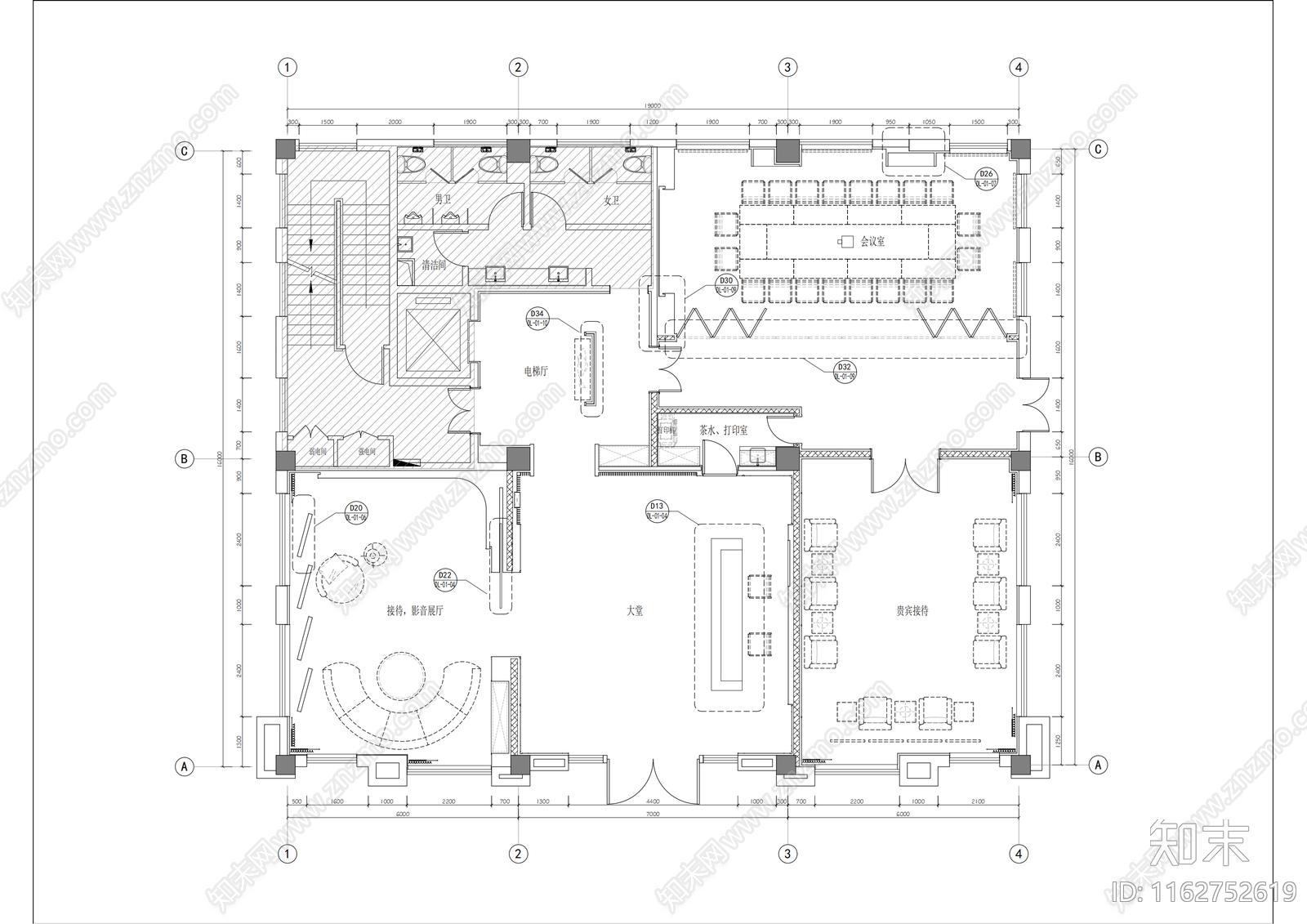 现代轻奢整体办公空间cad施工图下载【ID:1162752619】