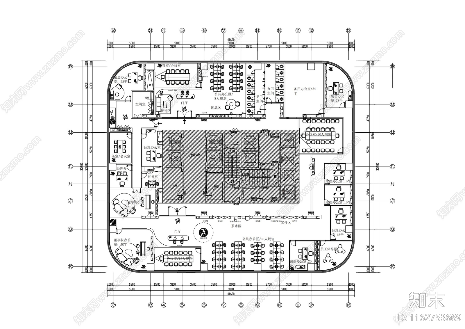 现代北欧办公室cad施工图下载【ID:1162753669】