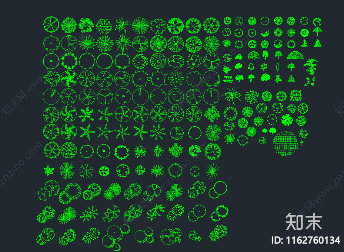 树灌木绿植图库施工图下载【ID:1162760134】