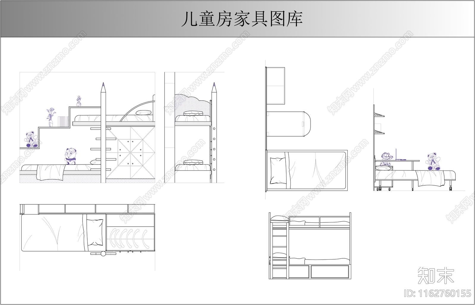 现代床cad施工图下载【ID:1162760155】