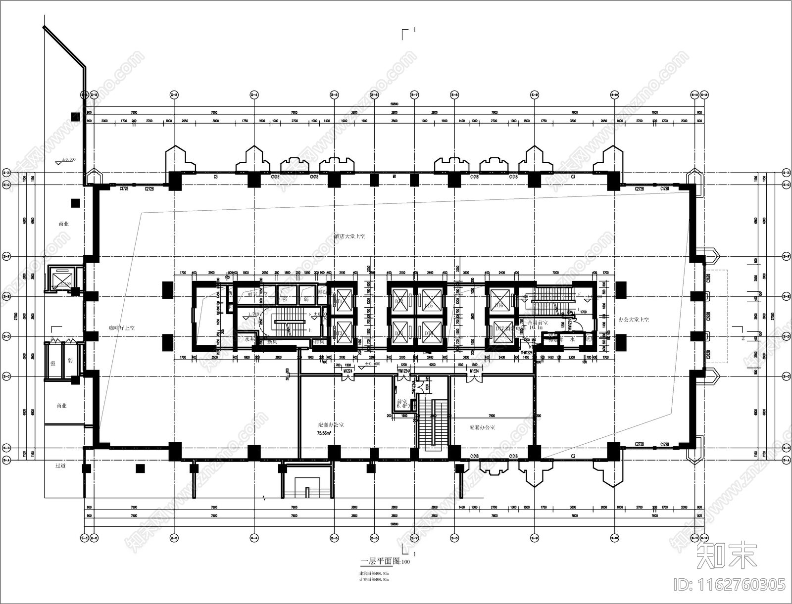 现代欧式酒店建筑施工图下载【ID:1162760305】