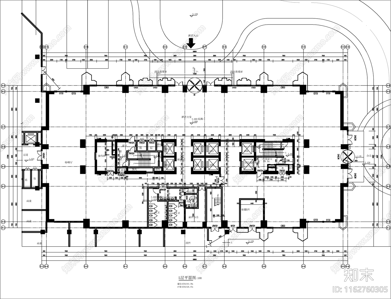 现代欧式酒店建筑施工图下载【ID:1162760305】