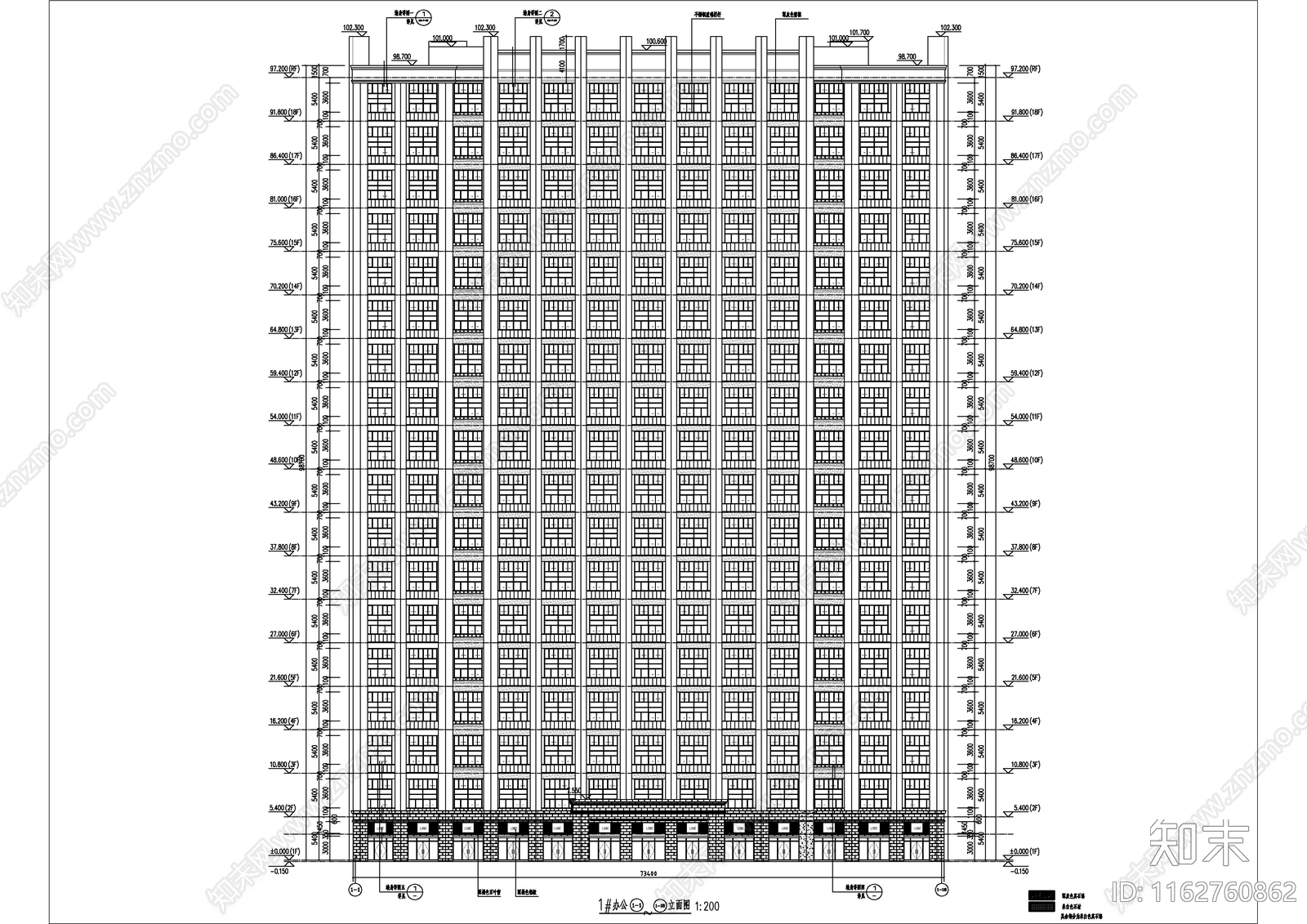 现代欧式办公楼建筑cad施工图下载【ID:1162760862】