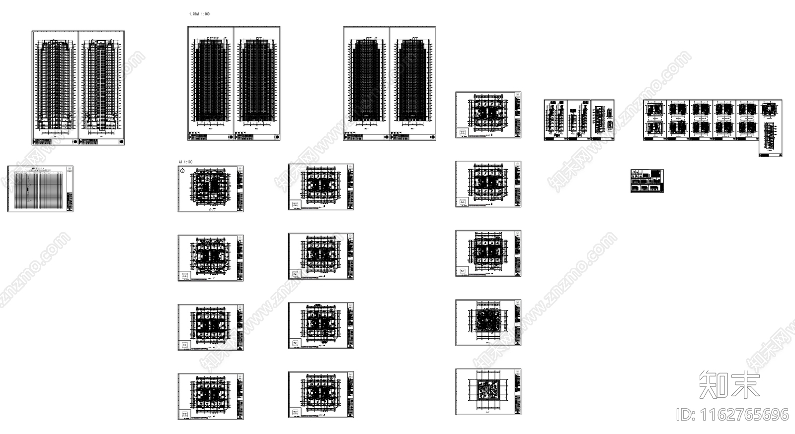 现代简约办公楼建筑cad施工图下载【ID:1162765696】