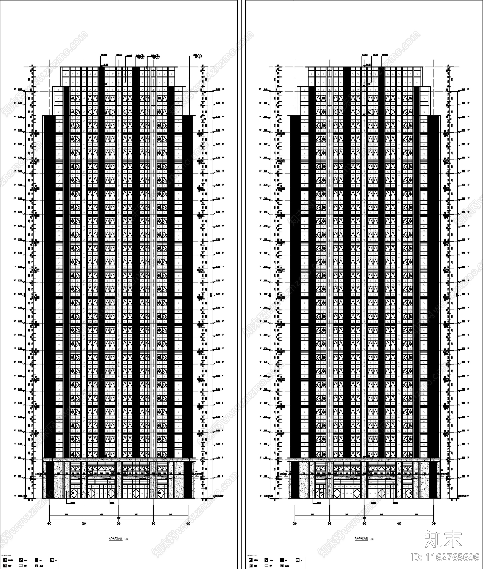 现代简约办公楼建筑cad施工图下载【ID:1162765696】