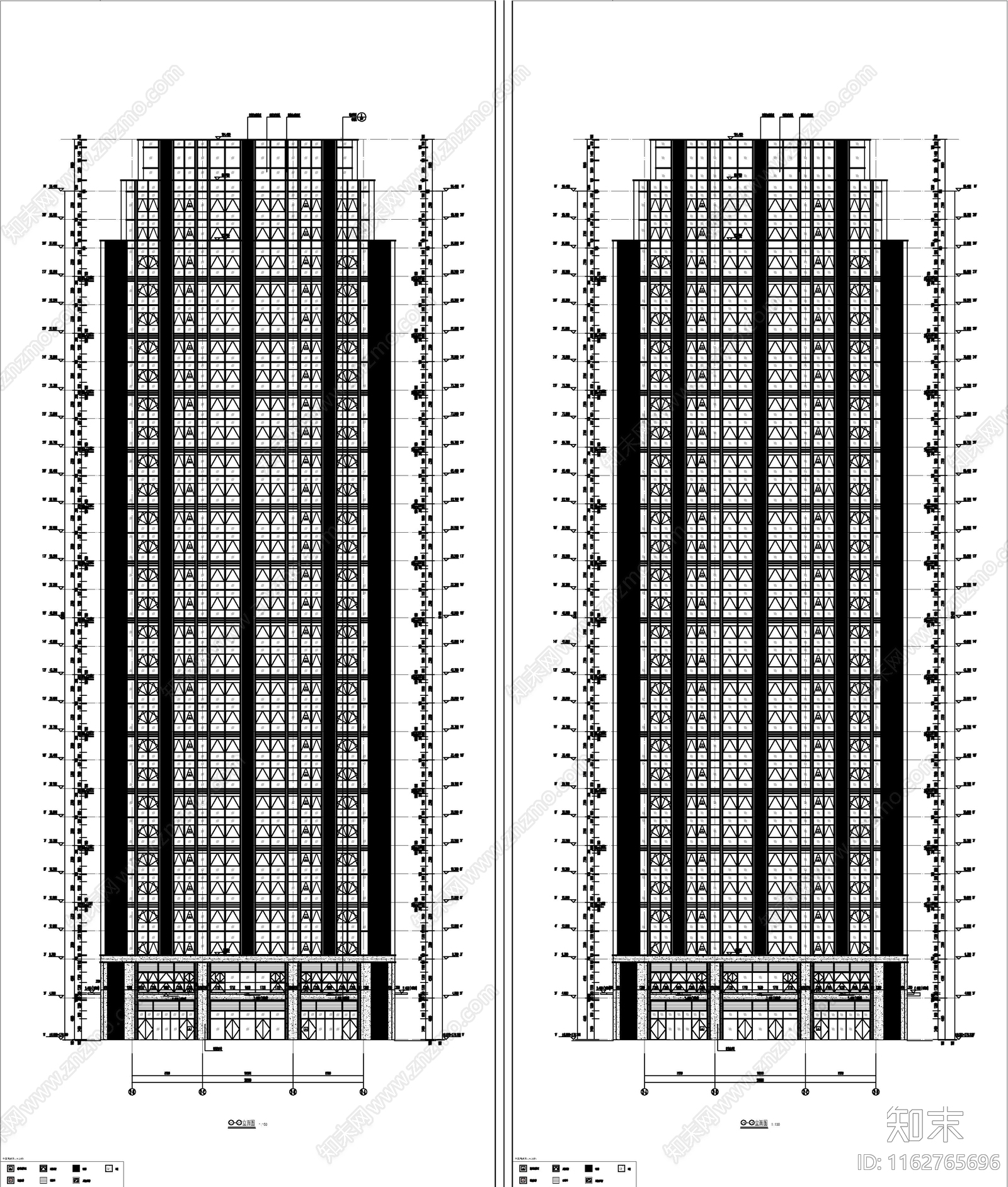 现代简约办公楼建筑cad施工图下载【ID:1162765696】