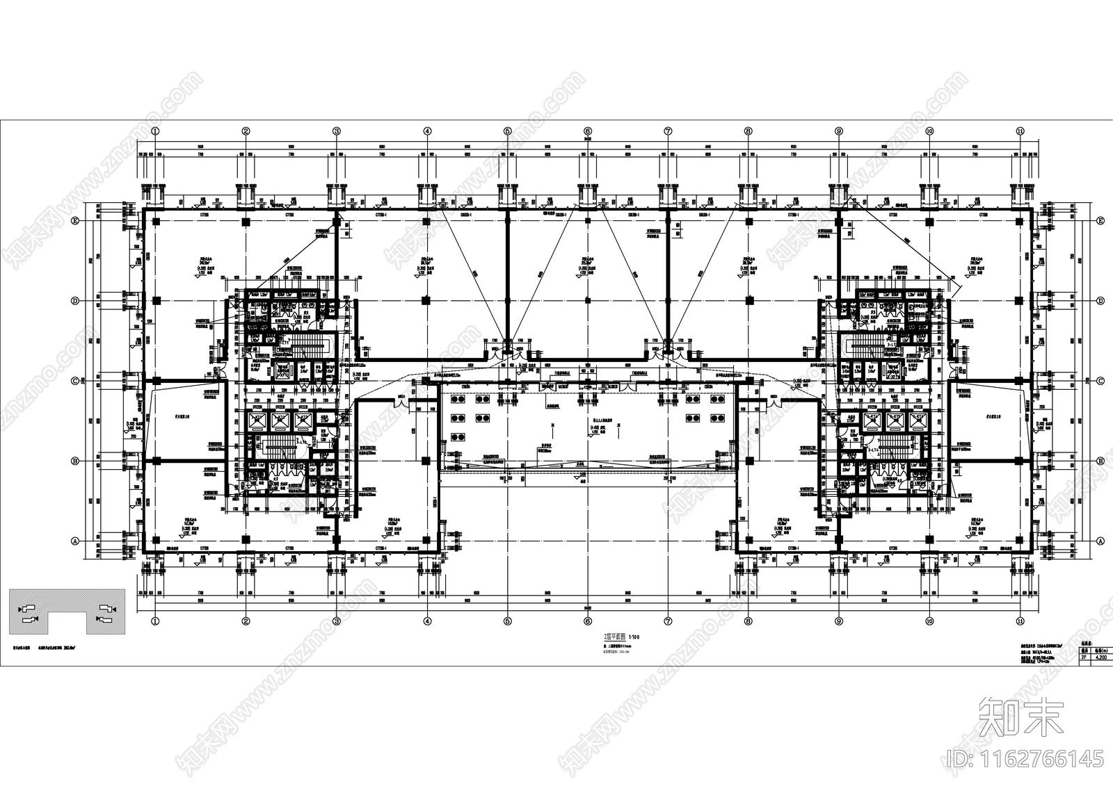 现代简约办公楼建筑cad施工图下载【ID:1162766145】