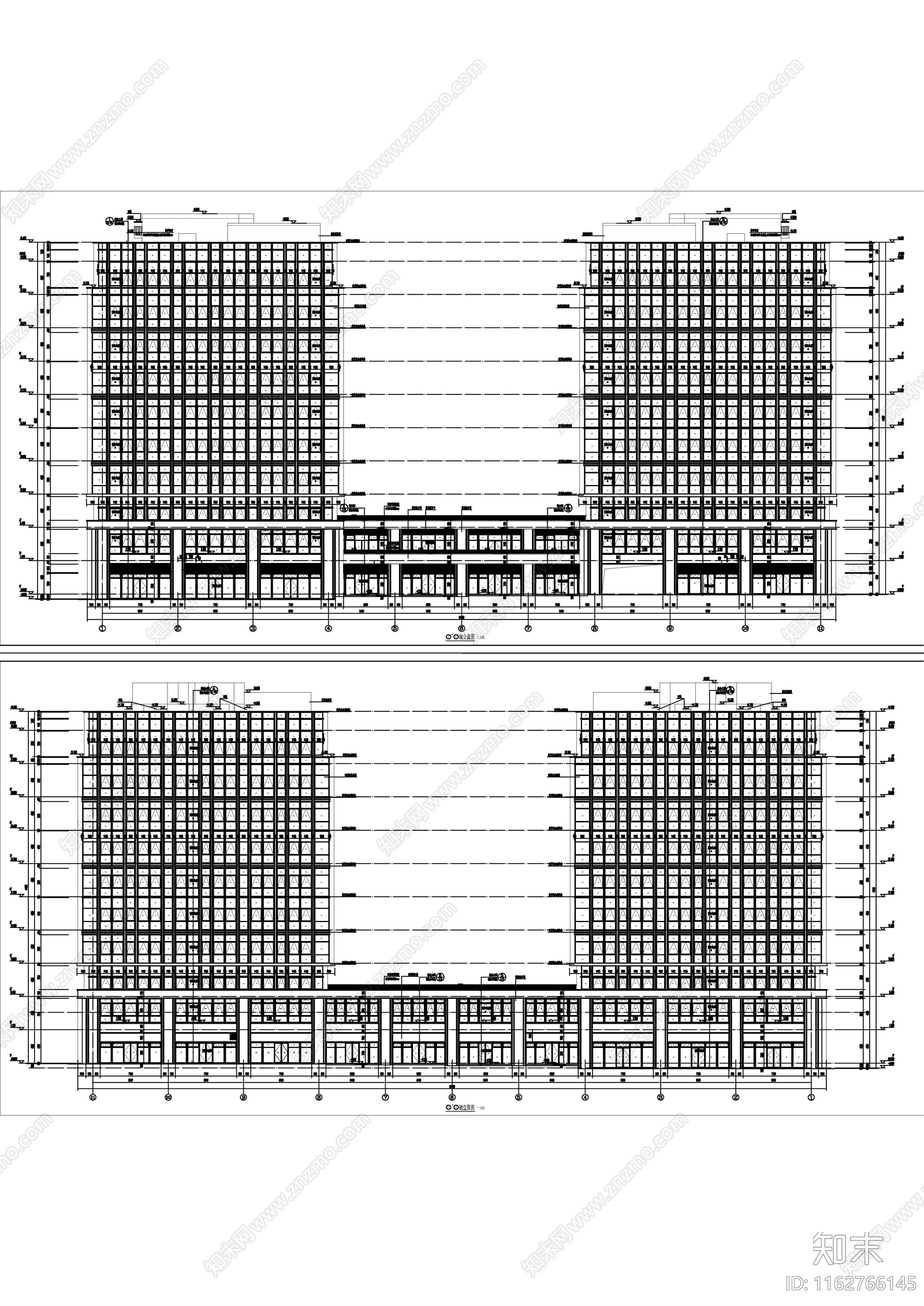 现代简约办公楼建筑cad施工图下载【ID:1162766145】