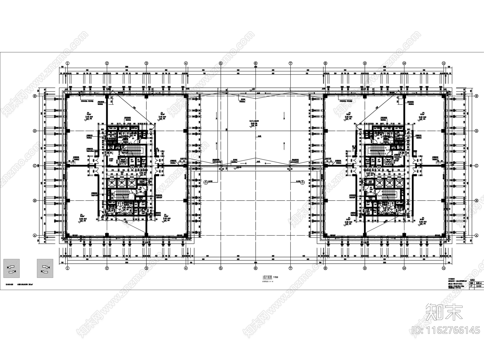 现代简约办公楼建筑cad施工图下载【ID:1162766145】