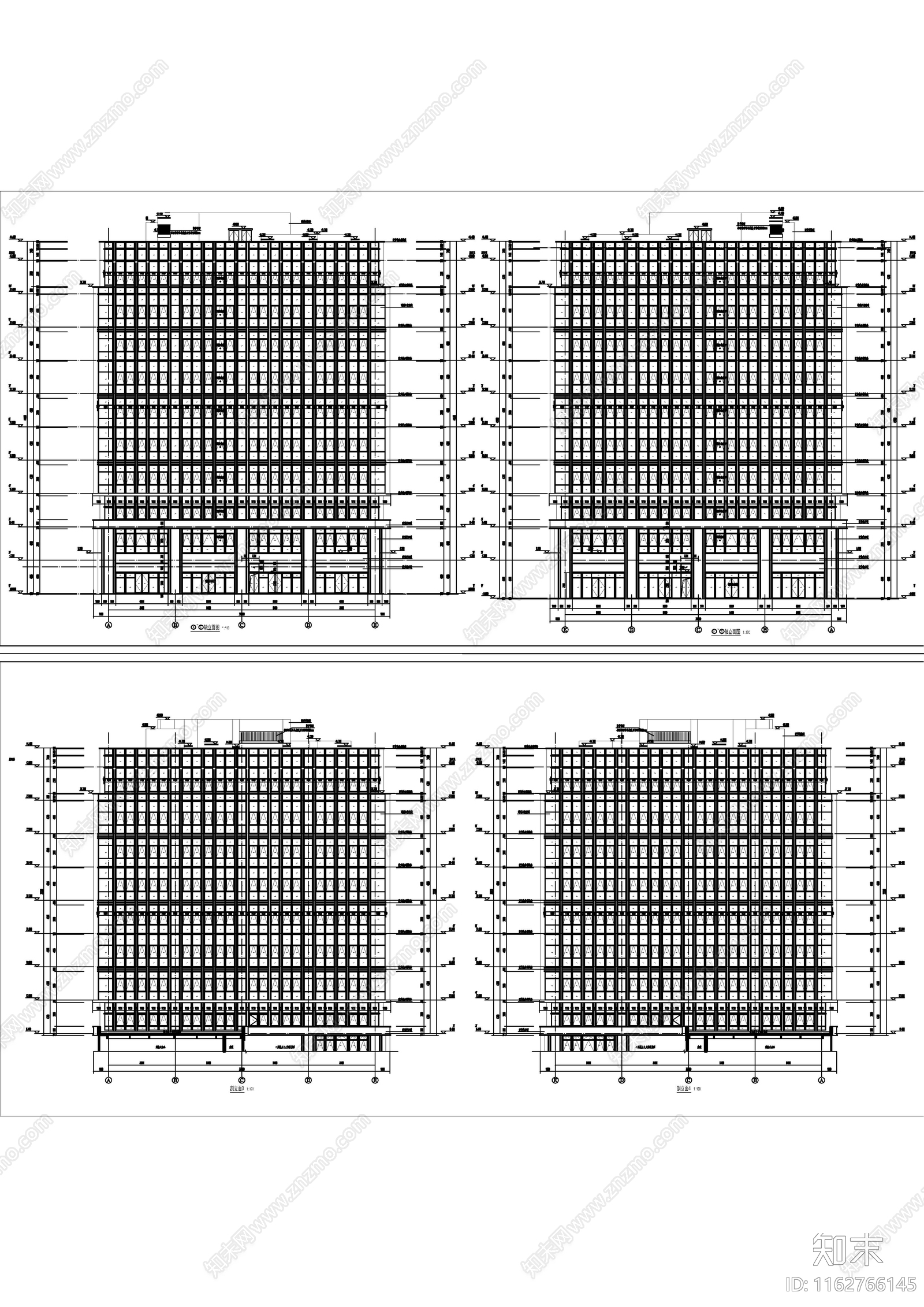 现代简约办公楼建筑cad施工图下载【ID:1162766145】