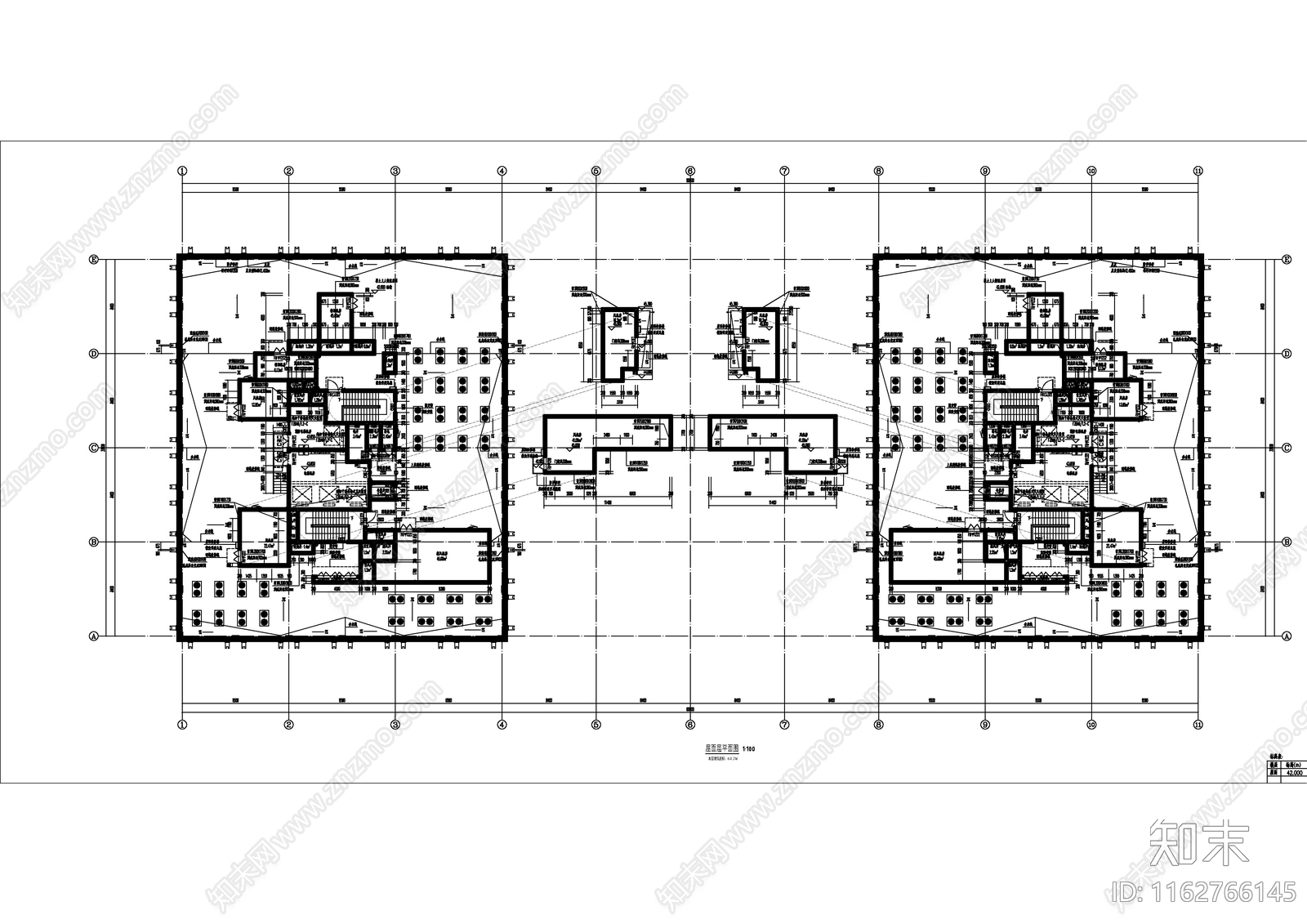 现代简约办公楼建筑cad施工图下载【ID:1162766145】