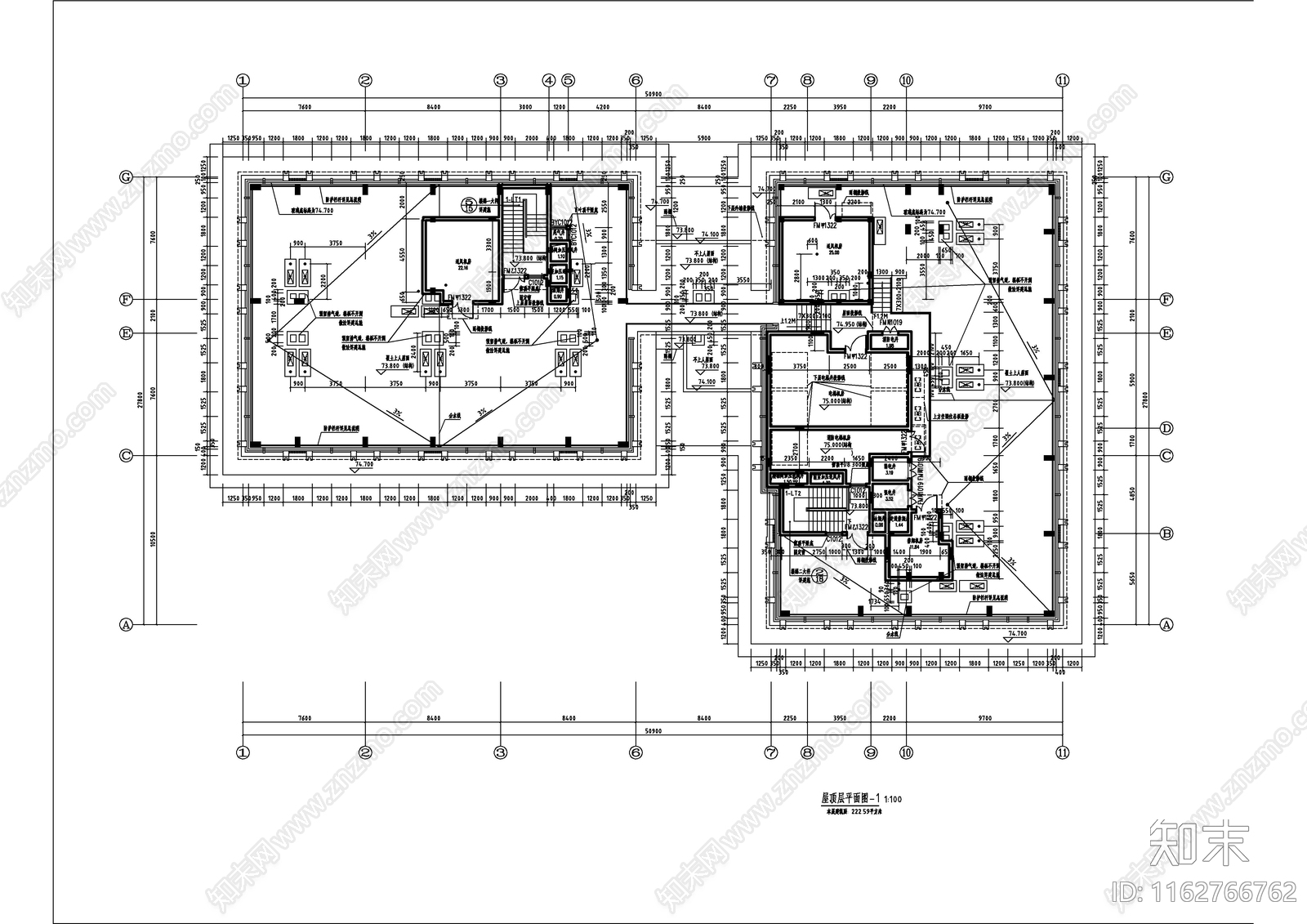 现代简约办公楼建筑cad施工图下载【ID:1162766762】