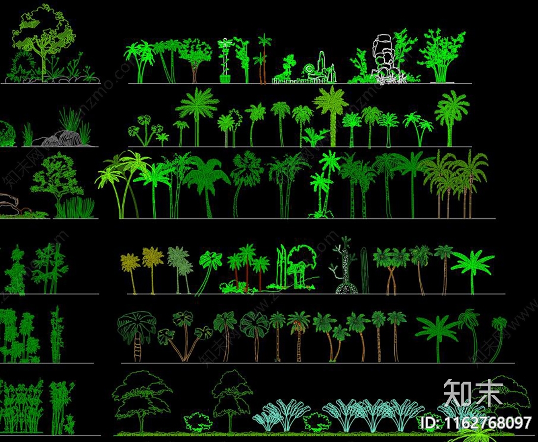 现代植物配置图库施工图下载【ID:1162768097】