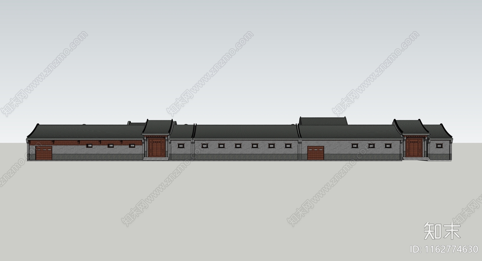 新中式四合院SU模型下载【ID:1162774630】