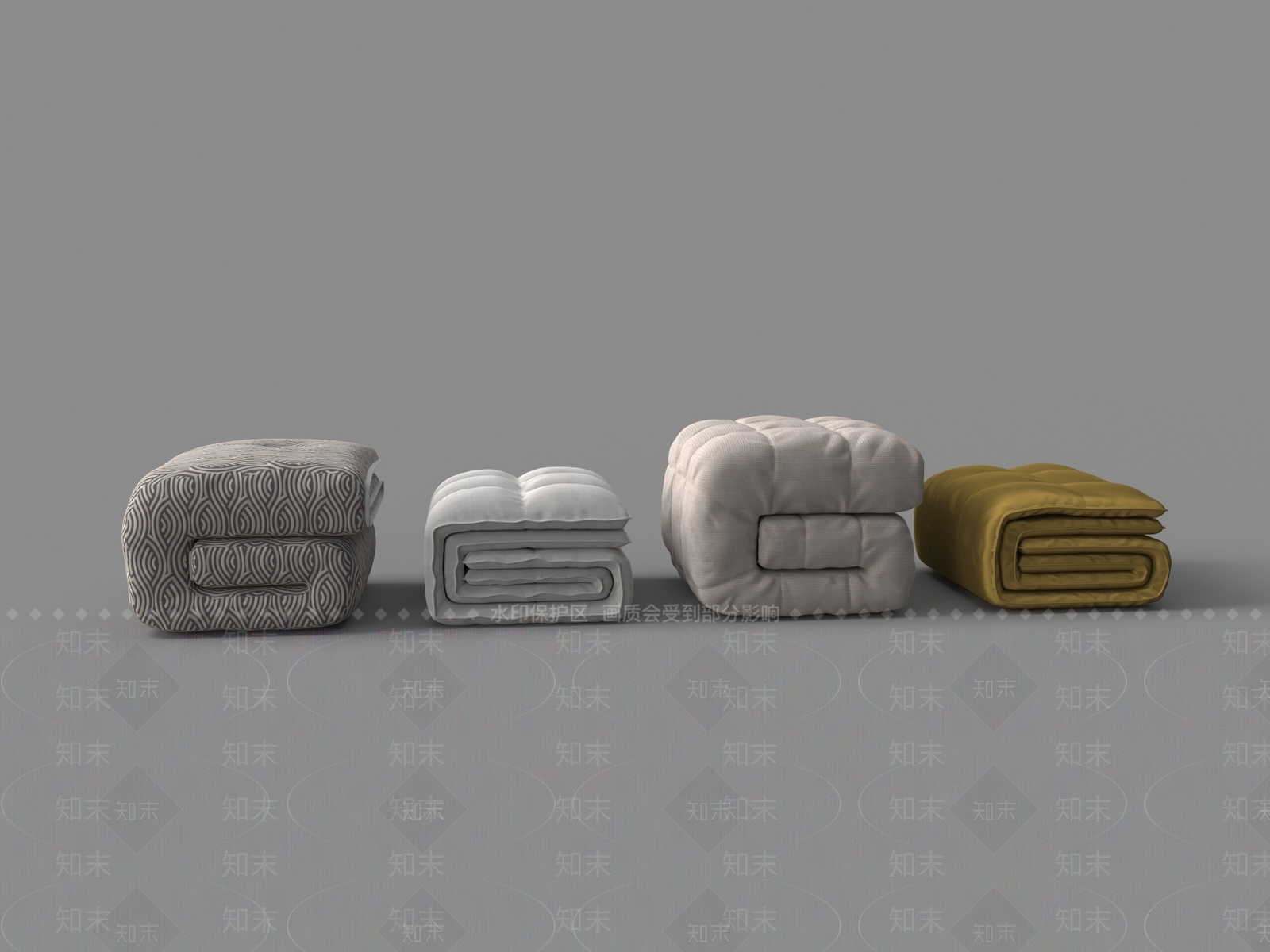 现代床品3D模型下载【ID:1162778447】
