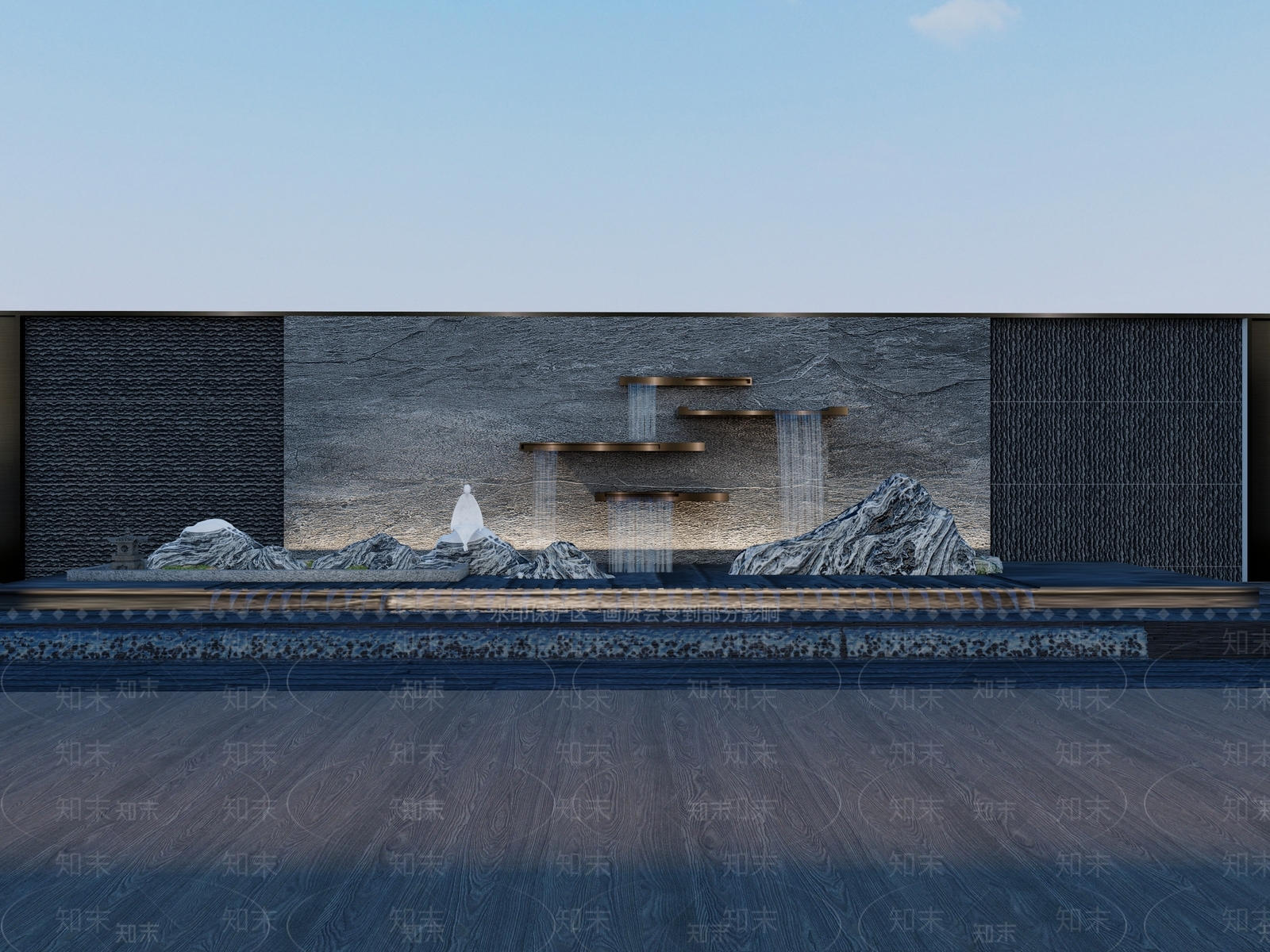 现代新中式景墙3D模型下载【ID:1162780992】