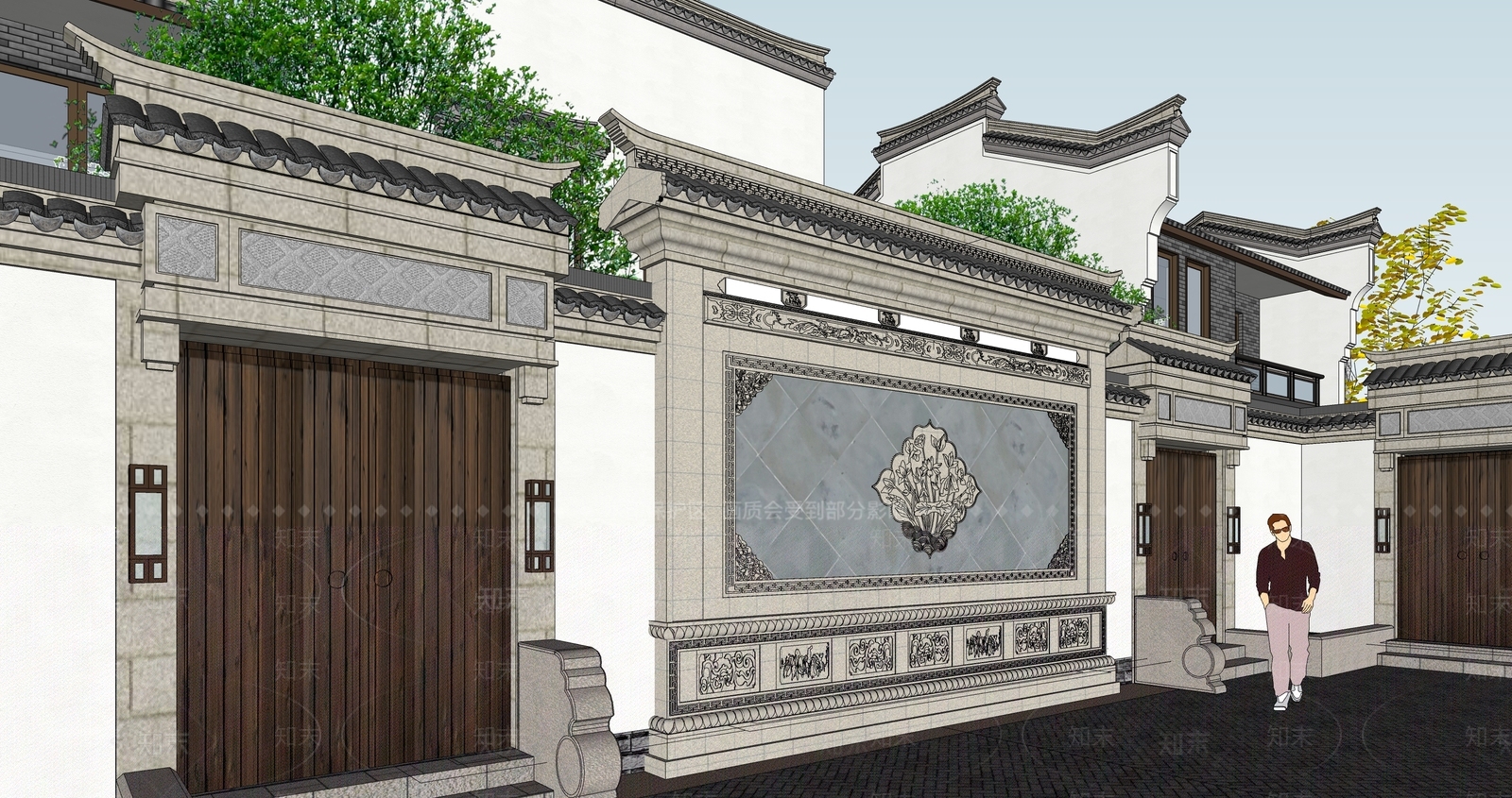 中式四合院SU模型下载【ID:1162781572】