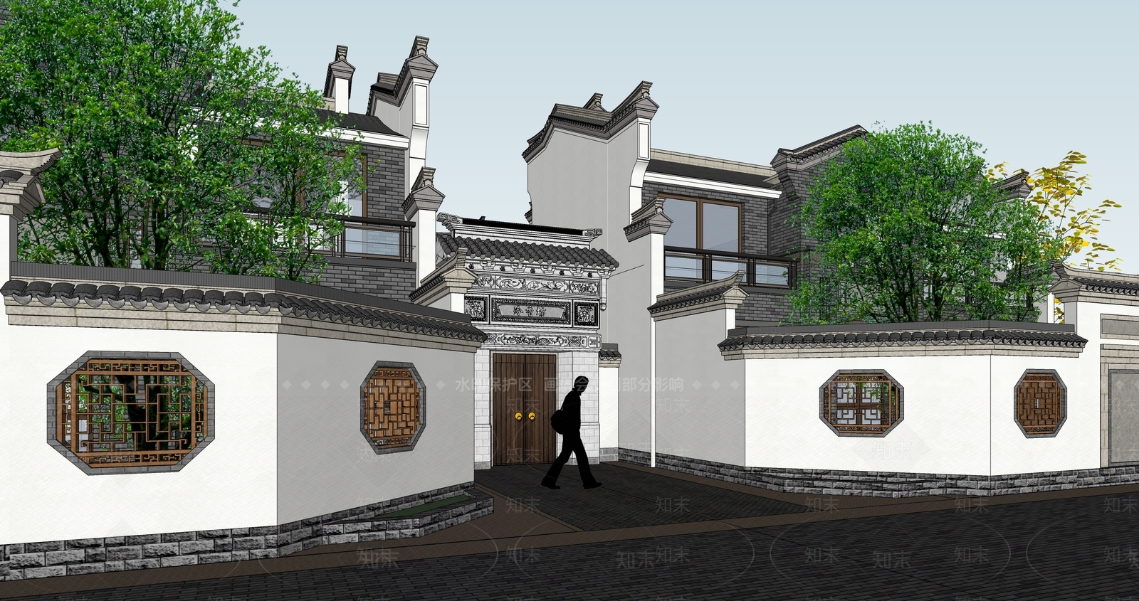 中式四合院SU模型下载【ID:1162781572】