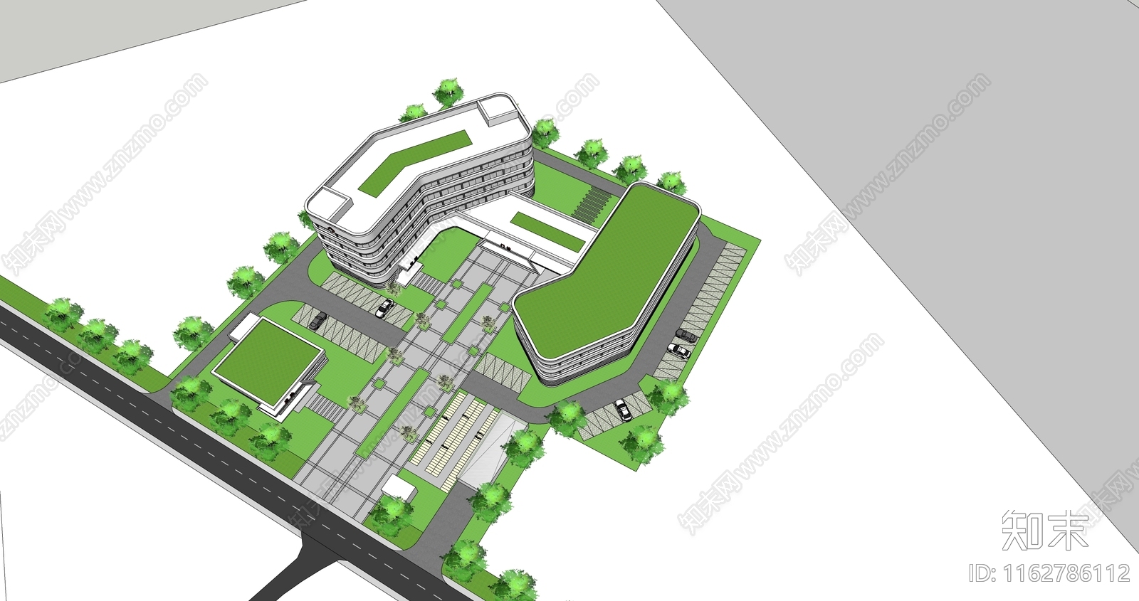 现代医院建筑SU模型下载【ID:1162786112】