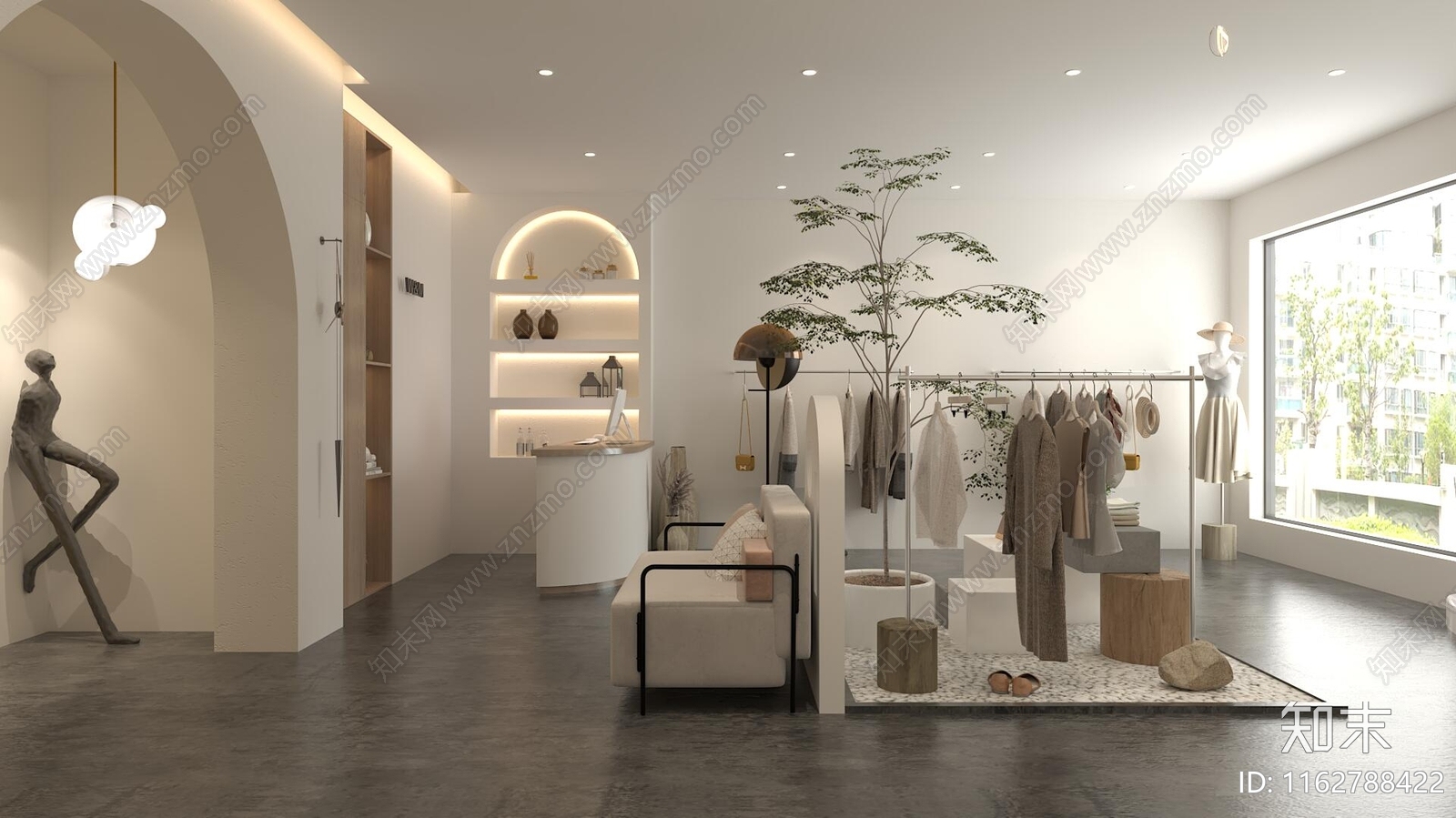 现代侘寂服装店3D模型下载【ID:1162788422】