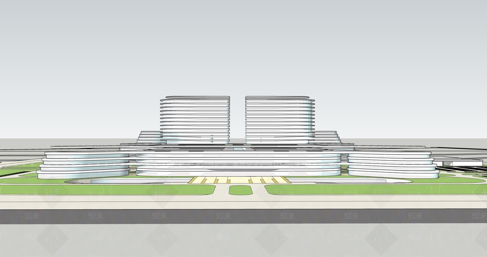 现代医院建筑SU模型下载【ID:1162794193】